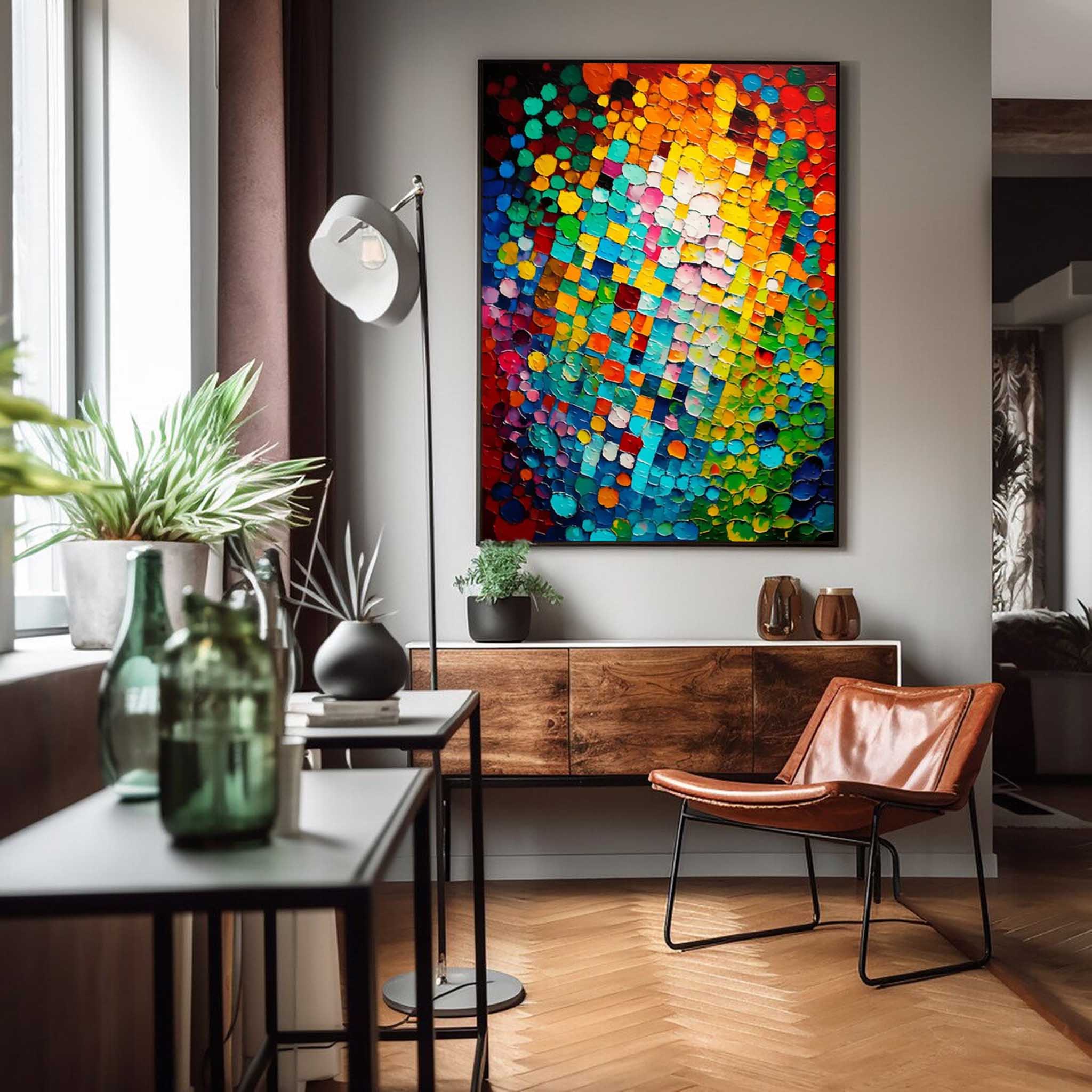 Vibrant Spectrum Textured Abstract Art