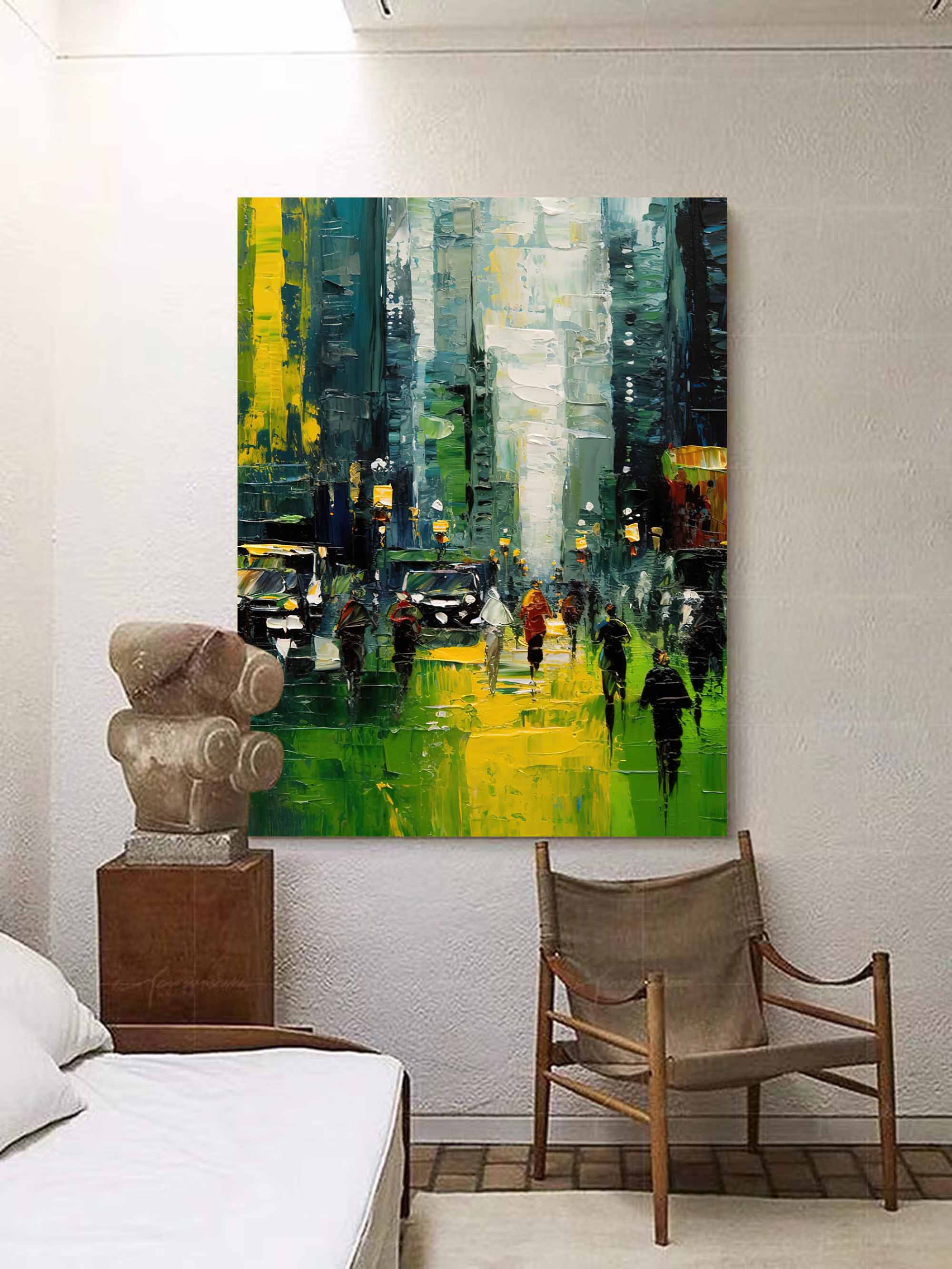 Urban Evening Walk Oil Painting