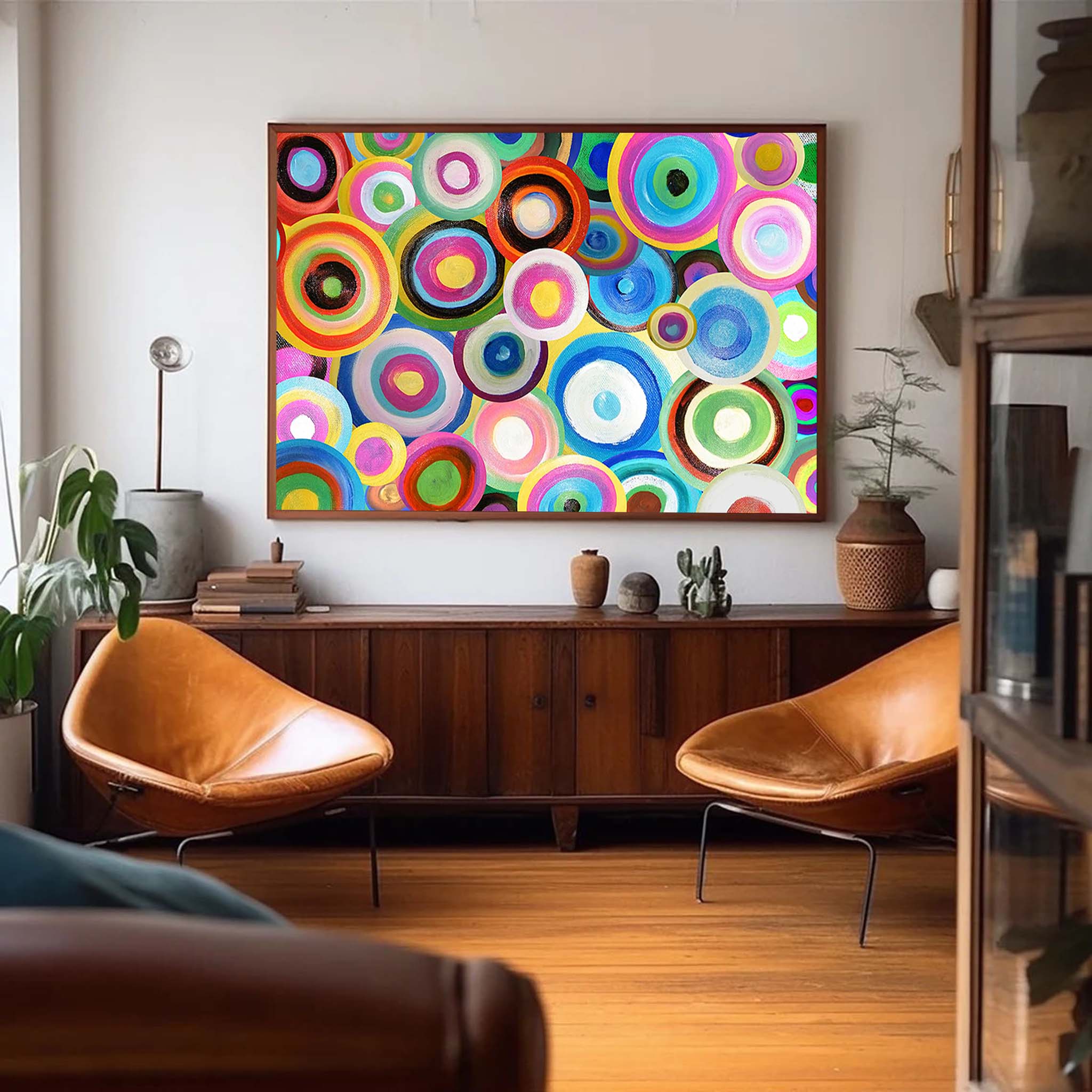 Colorful Circles Textured Abstract Art