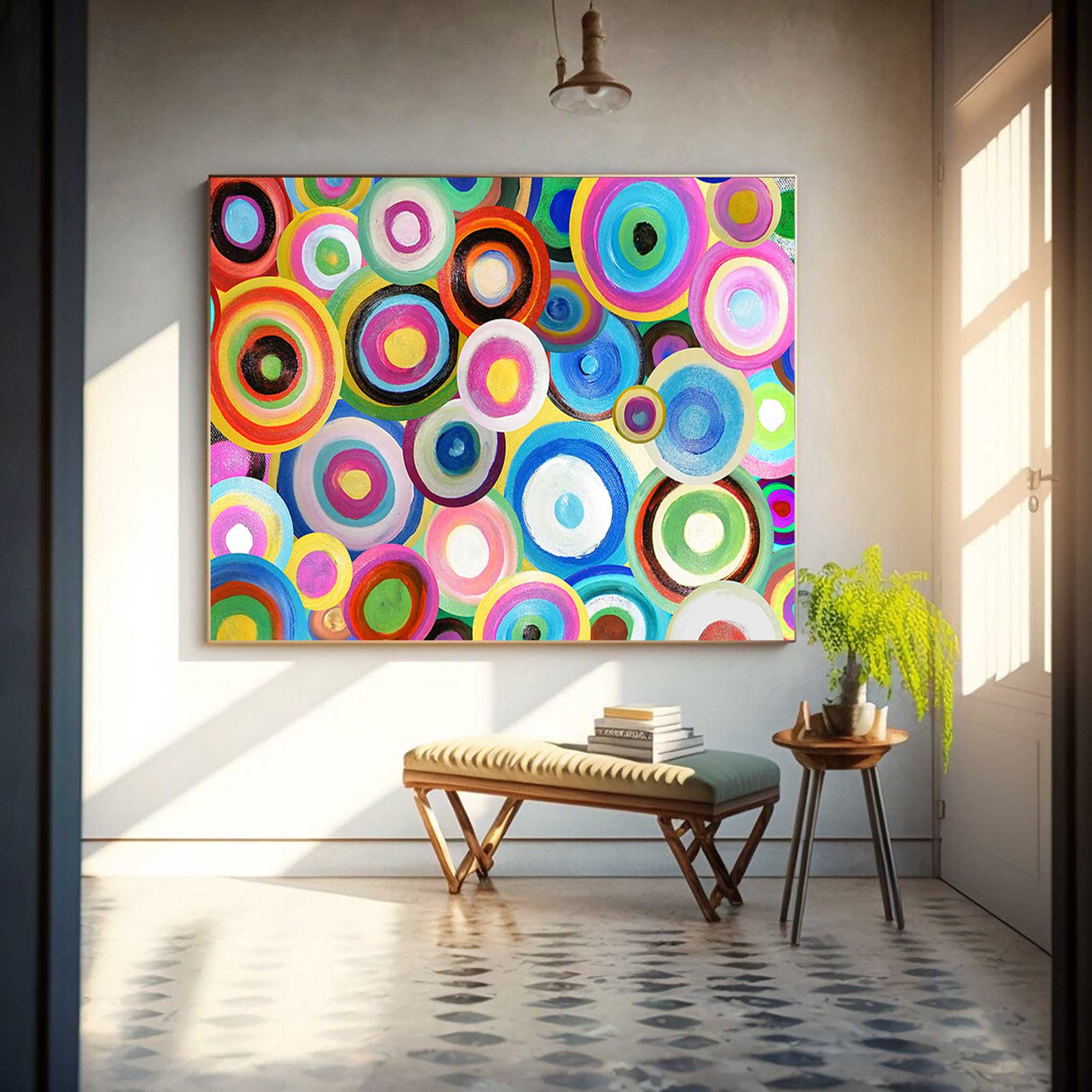 Colorful Circles Textured Abstract Art