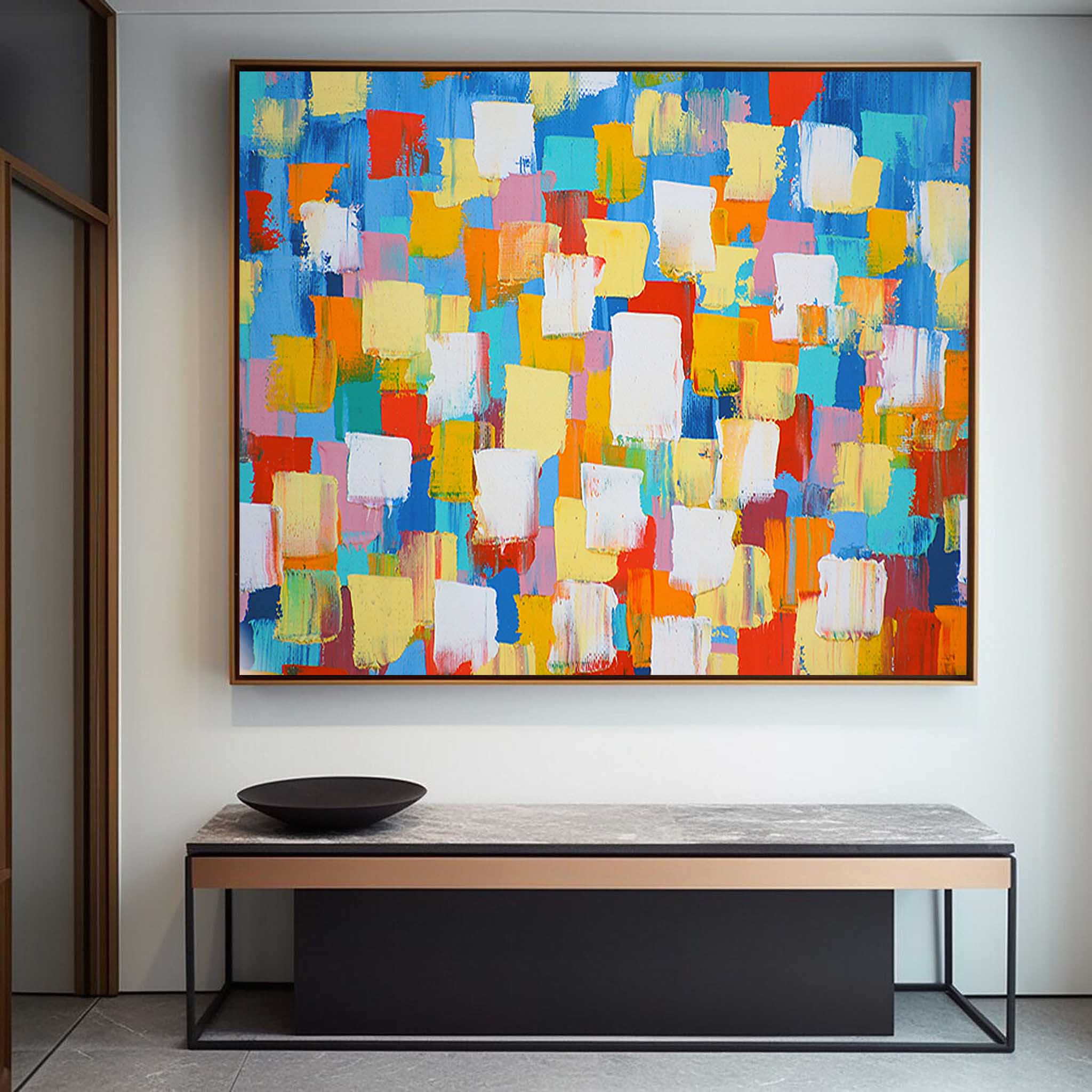 Bold Color Blocks Textured Abstract Art