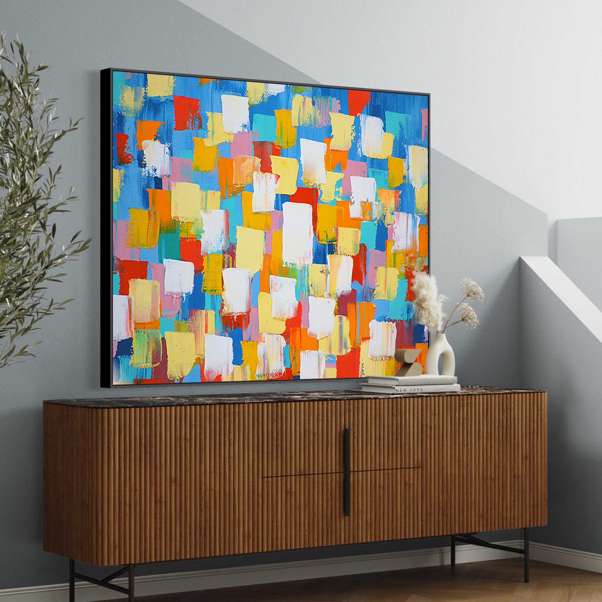 Bold Color Blocks Textured Abstract Art