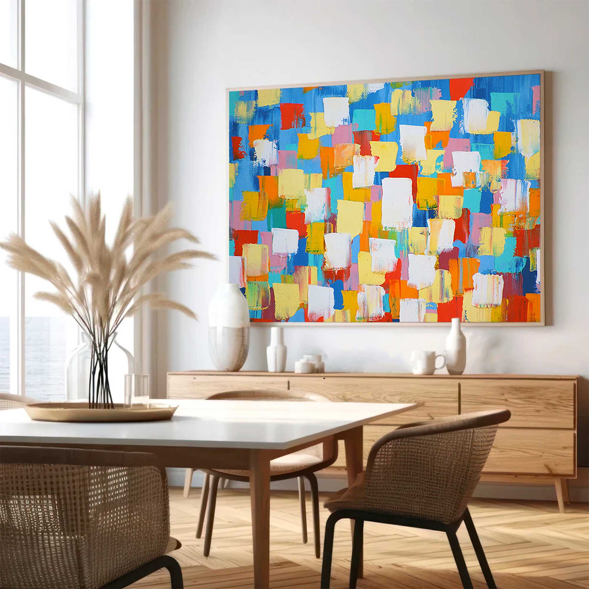 Bold Color Blocks Textured Abstract Art