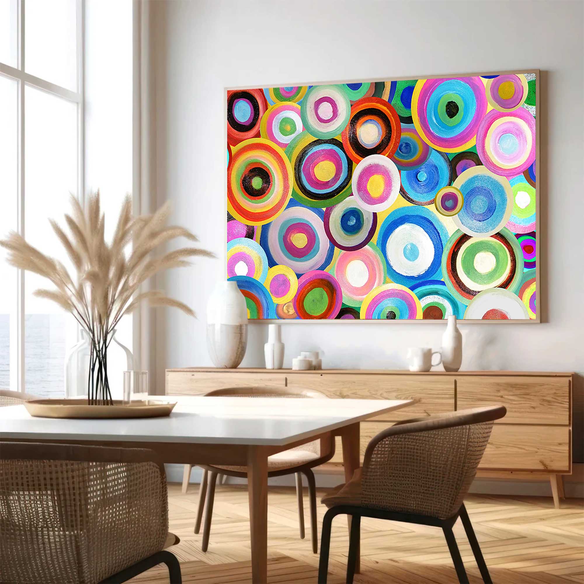 Colorful Circles Textured Abstract Art