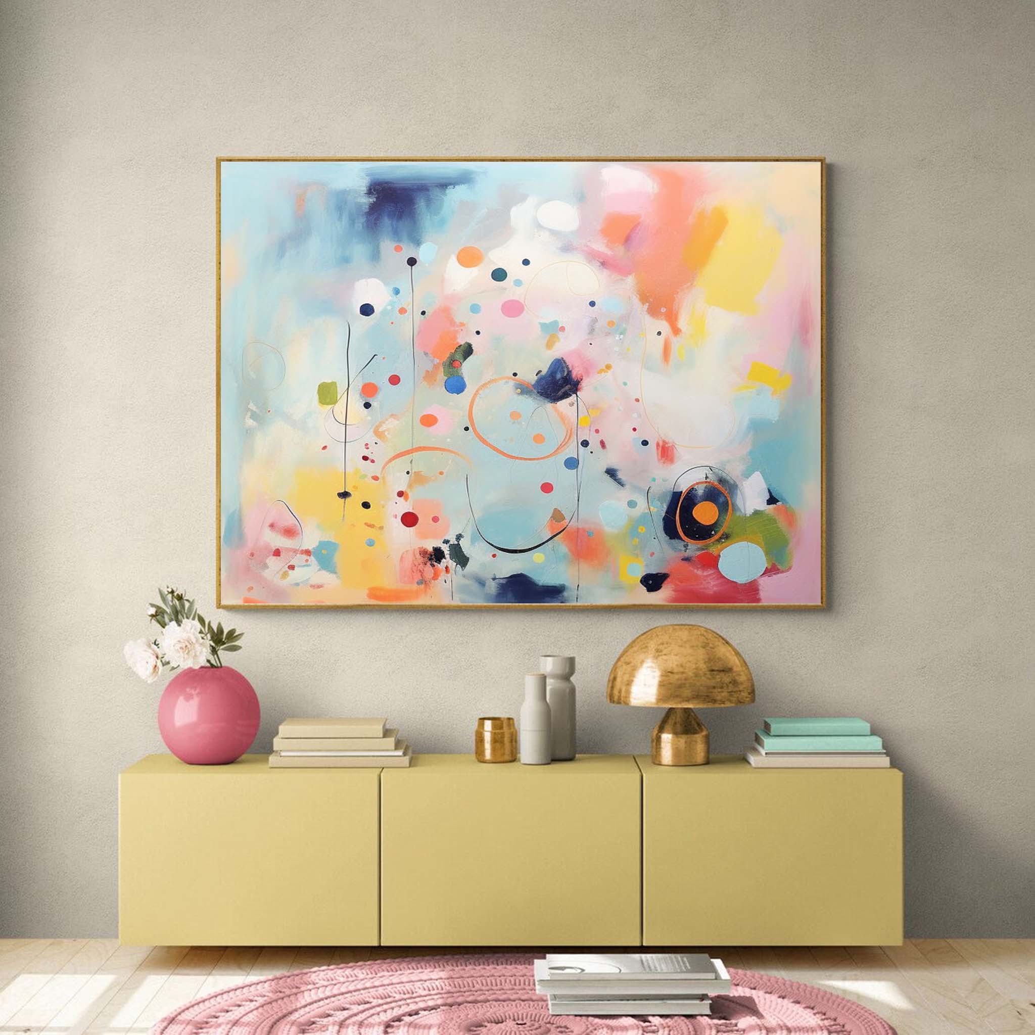 Whimsical Abstract Color Circles Art