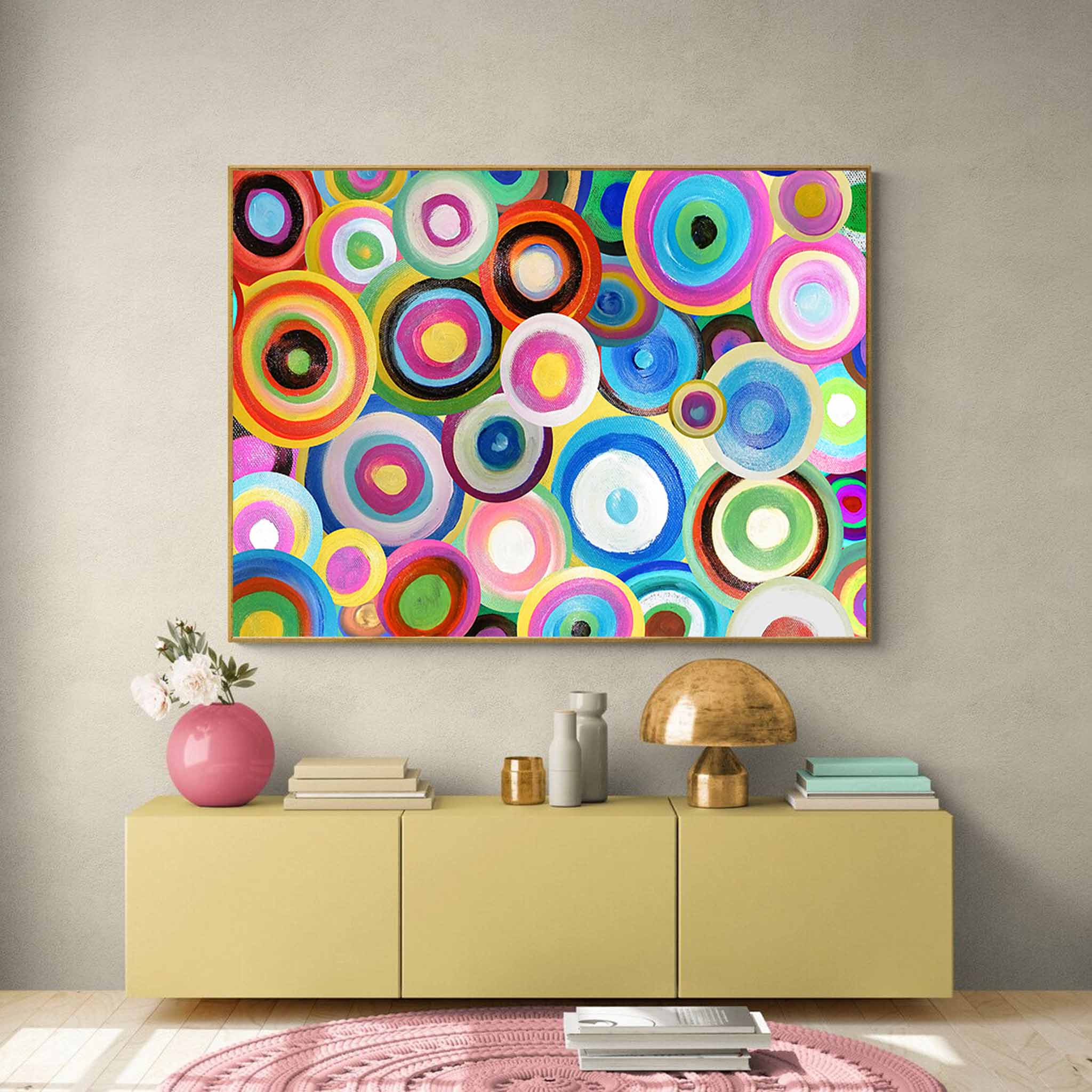 Colorful Circles Textured Abstract Art