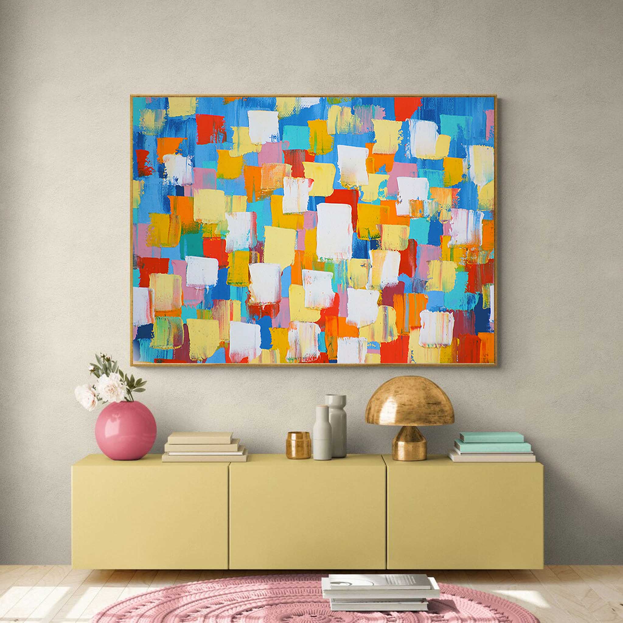 Bold Color Blocks Textured Abstract Art