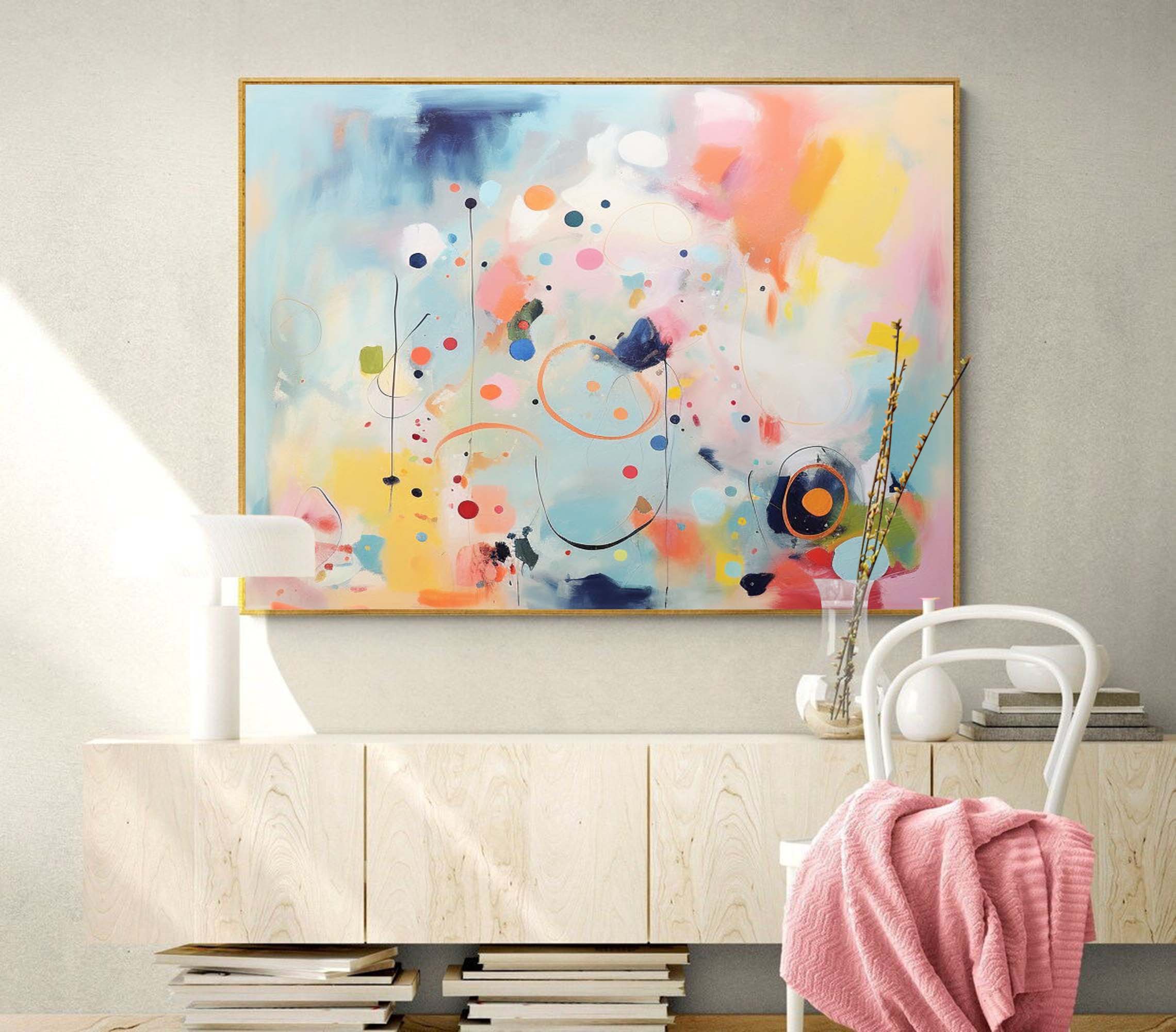 Whimsical Abstract Color Circles Art