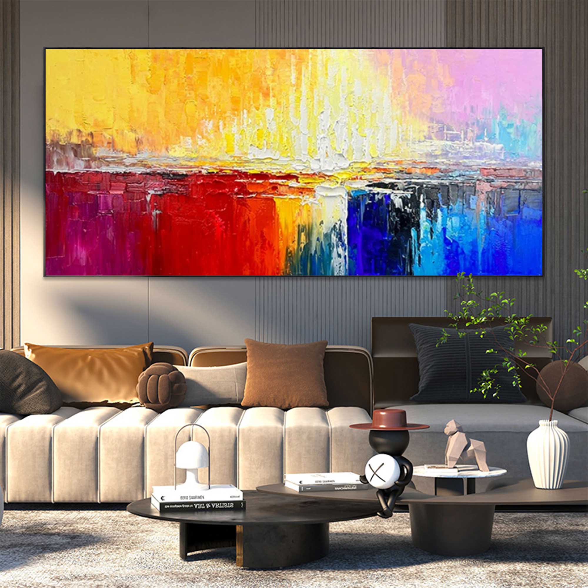 Vibrant Horizon Abstract Palette Knife Canvas Art