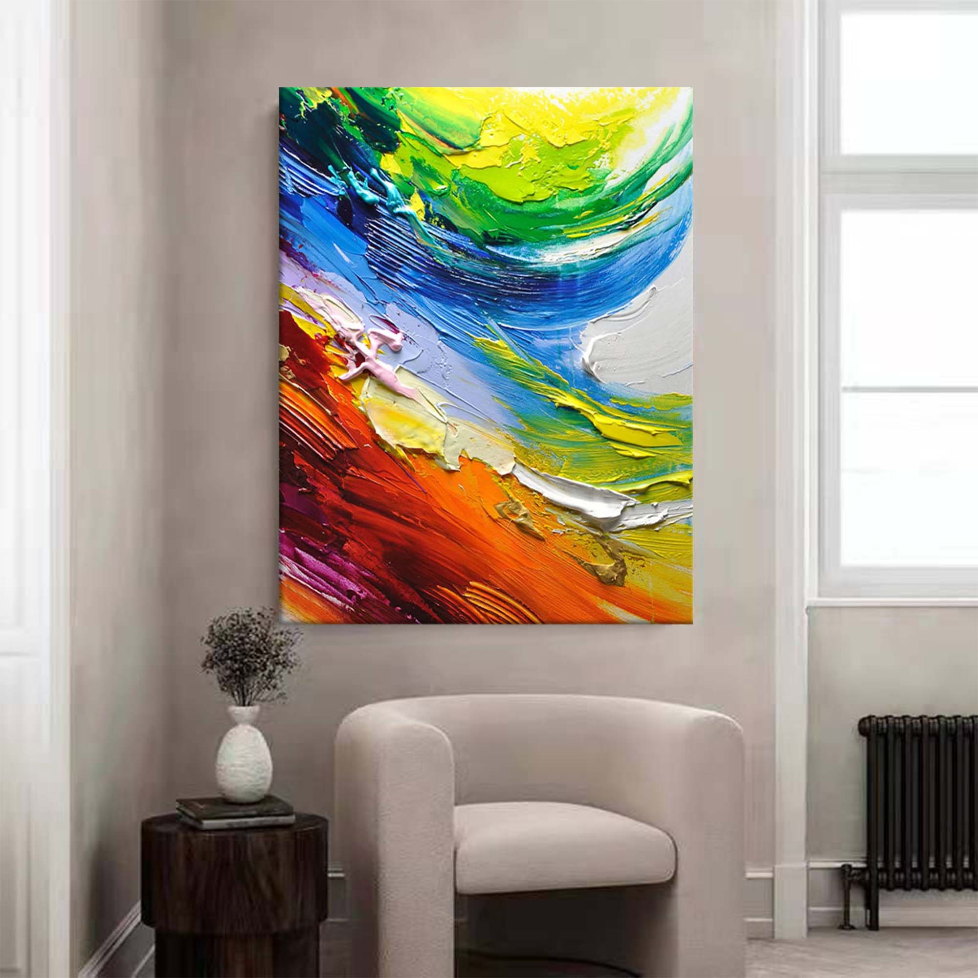 Dynamic Waves of Color Abstract Palette Knife Art