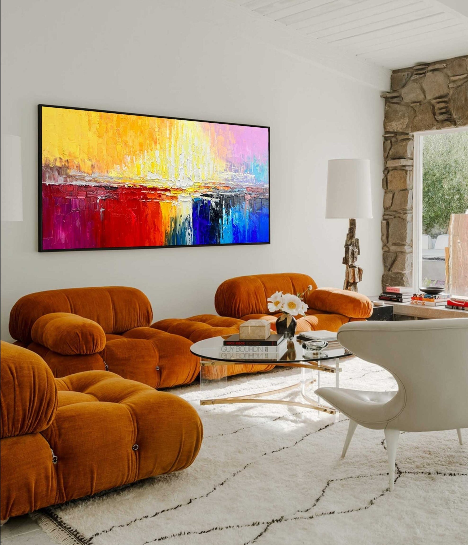 Vibrant Horizon Abstract Palette Knife Canvas Art