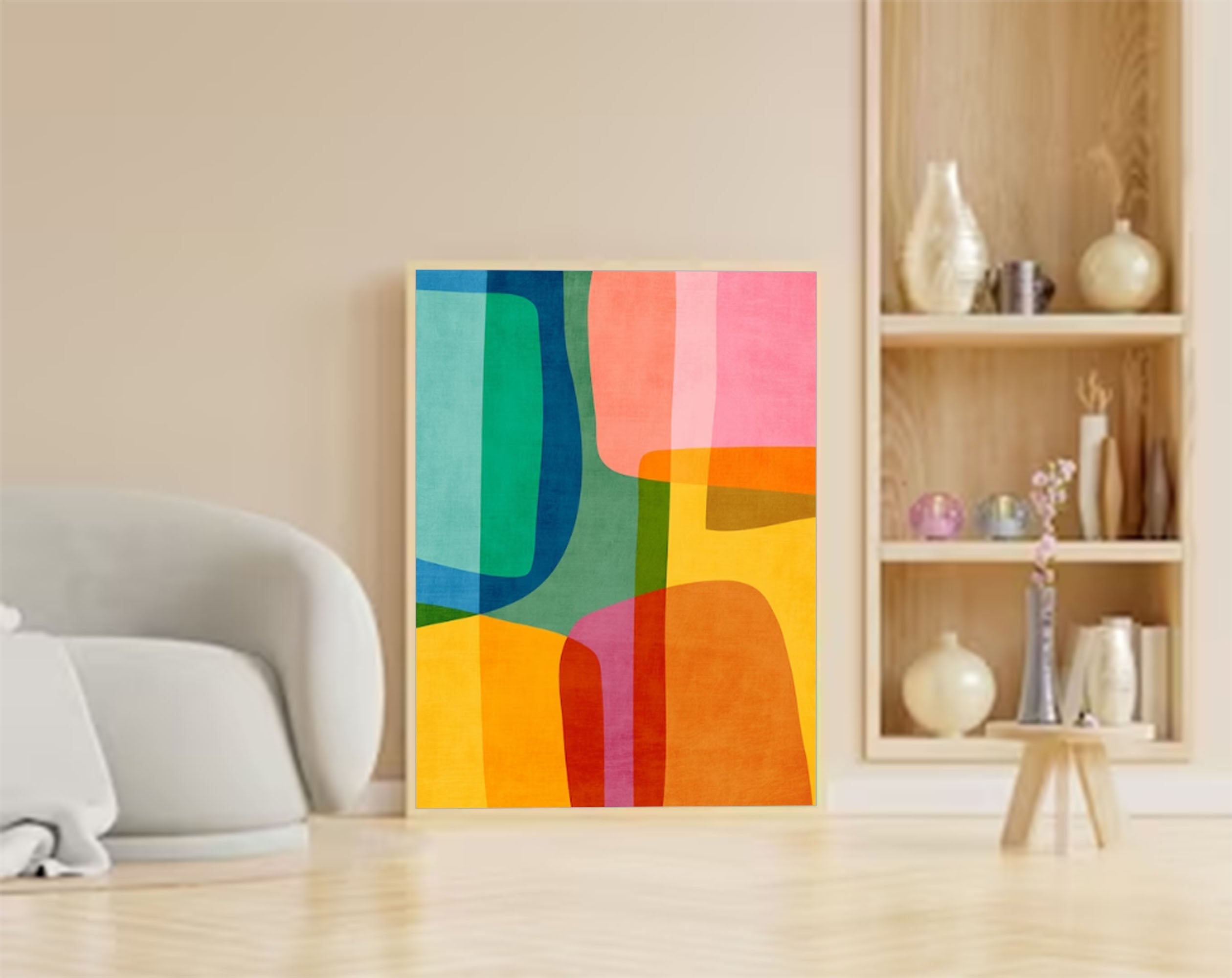 Vibrant Multicolor Geometric Abstract Canvas Art