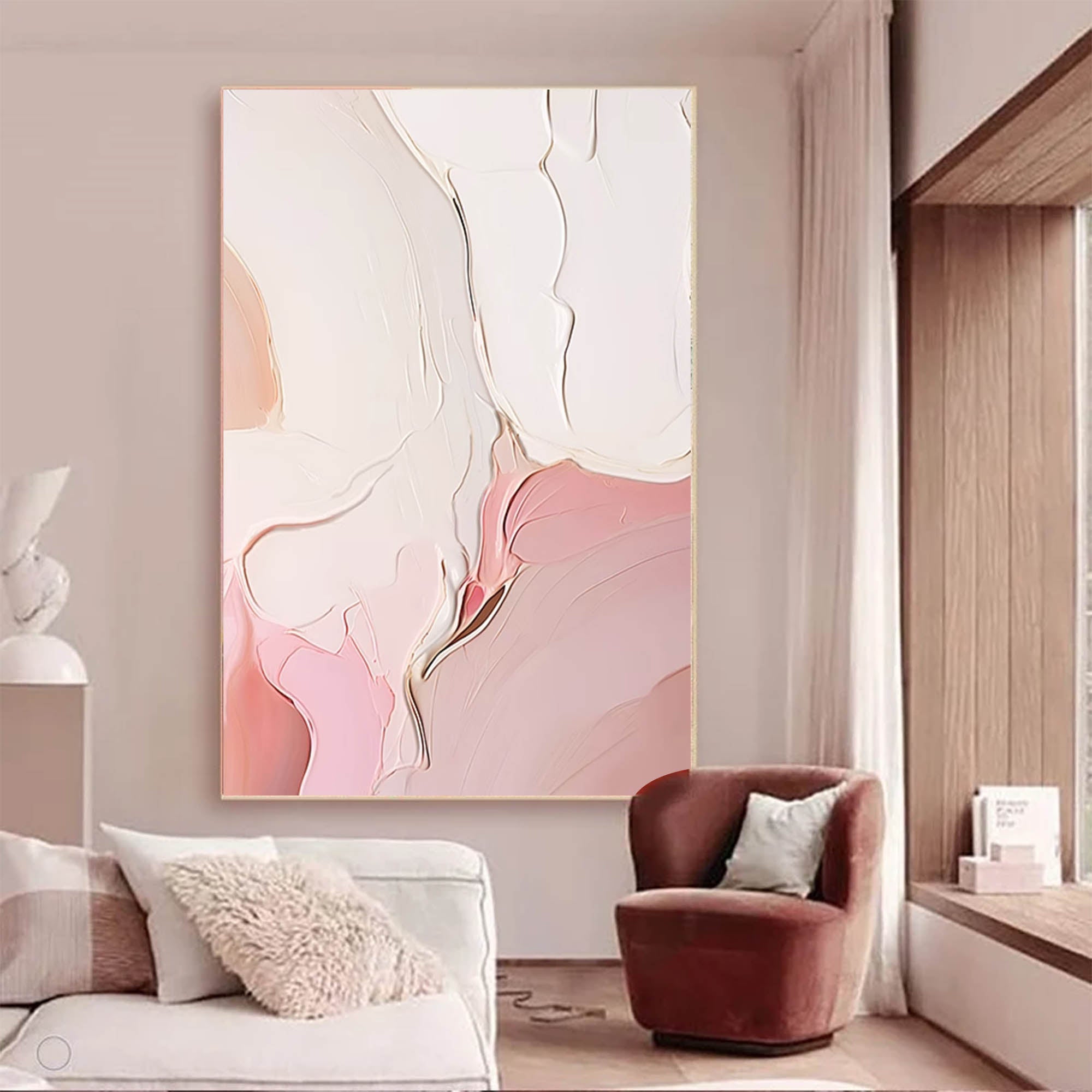 Soft Blush Textured Minimalist Art