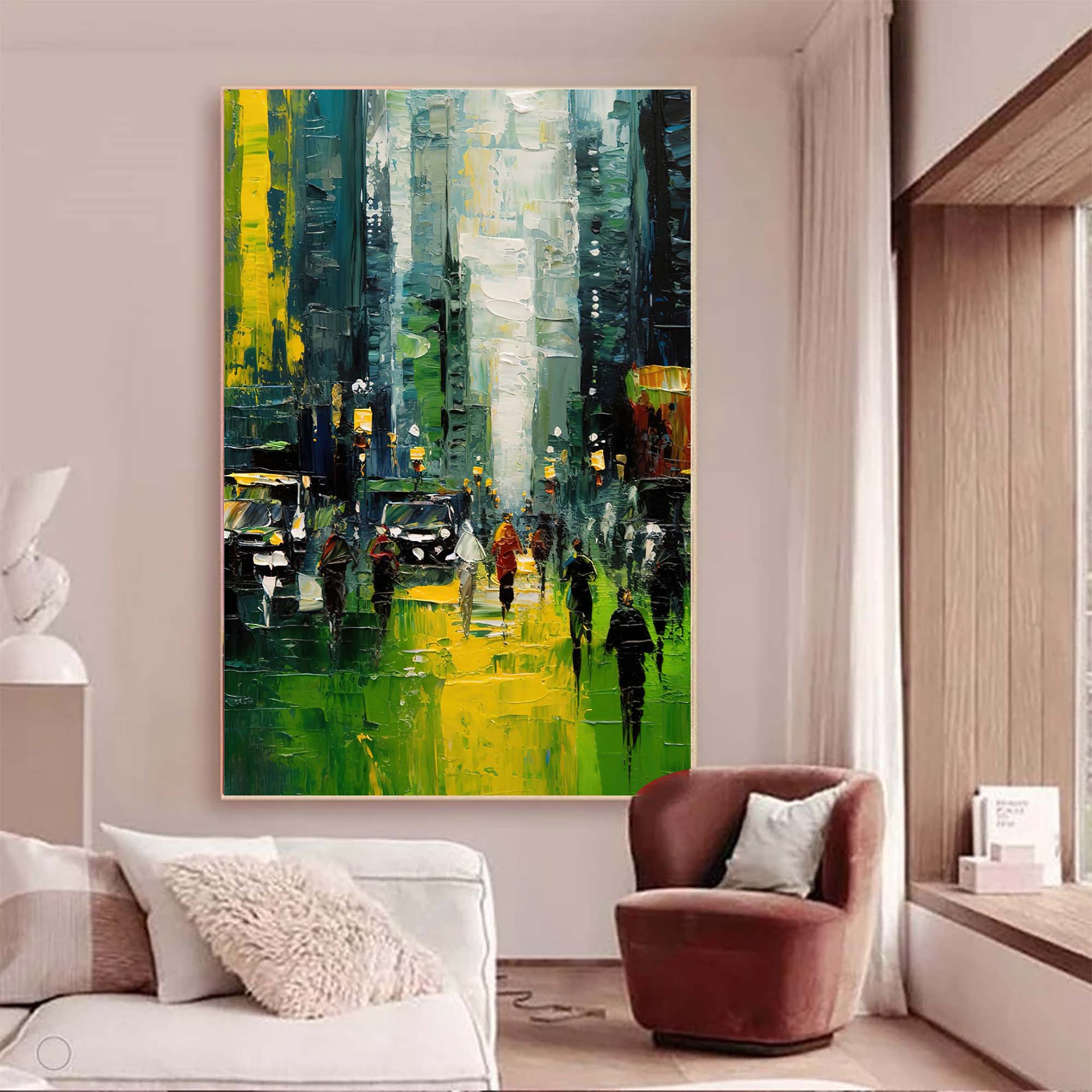 Urban Evening Walk Oil Painting