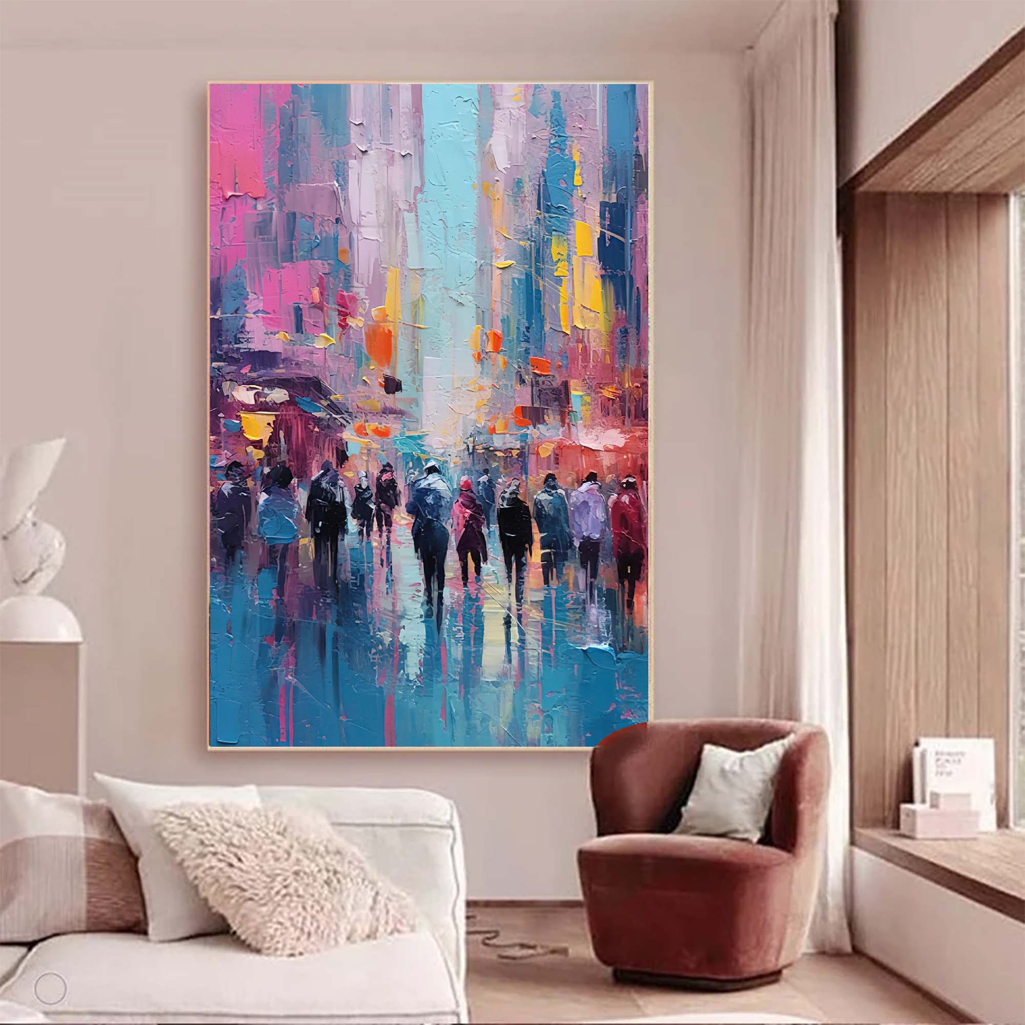 Evening Stroll Abstract Oil Painting