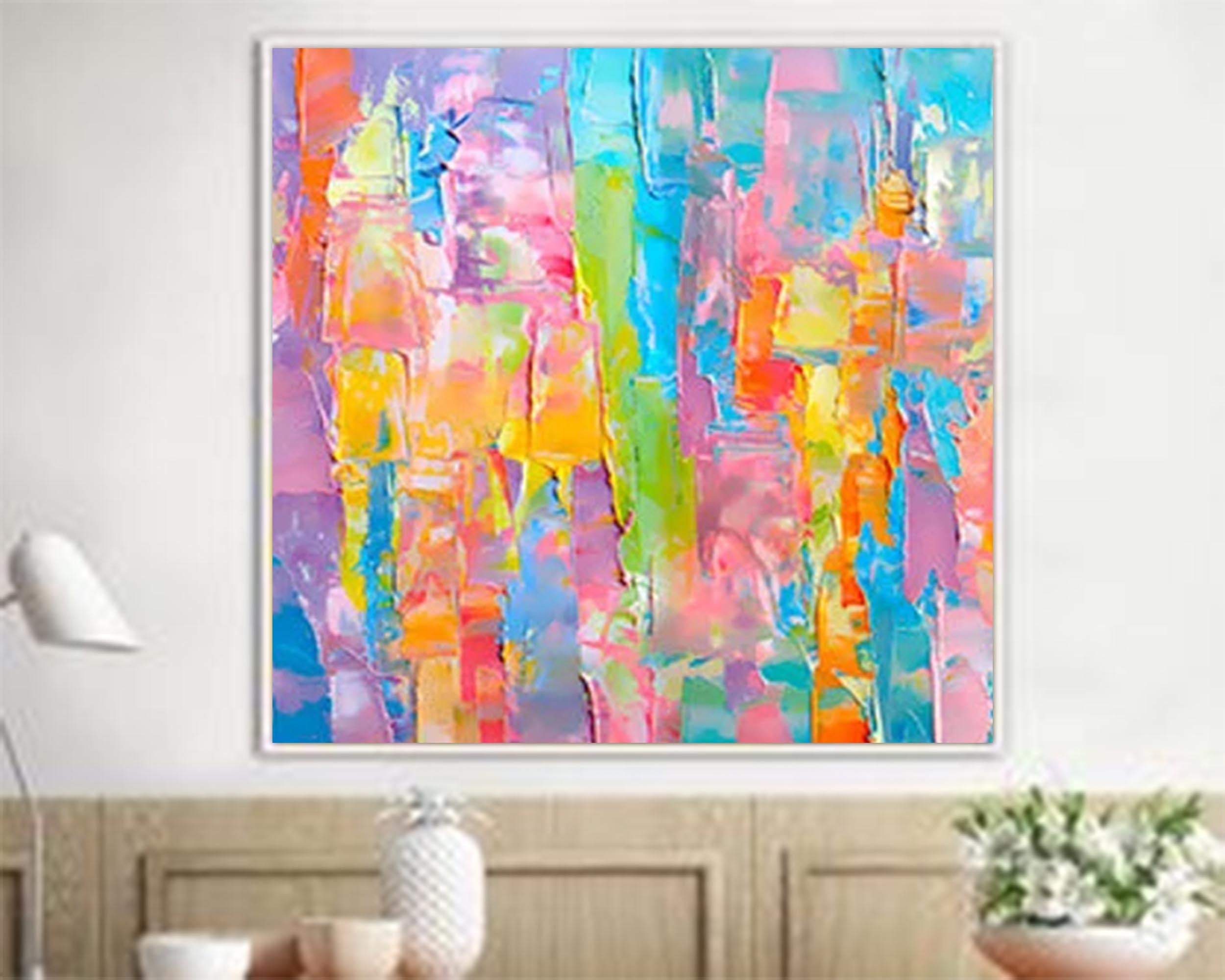 Vibrant Pastel Abstract Palette Knife Art