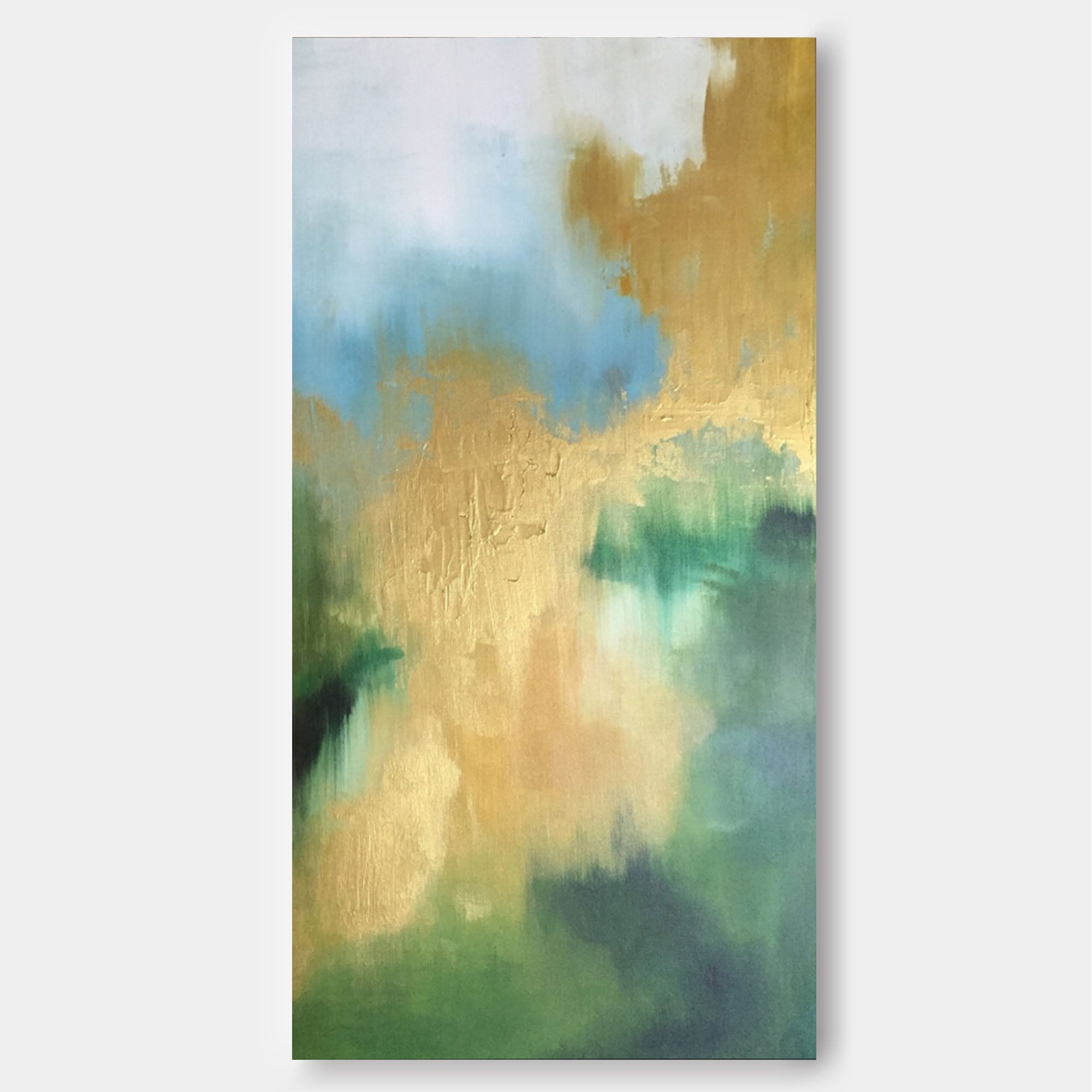 Abstract Gold and Green Oil Art