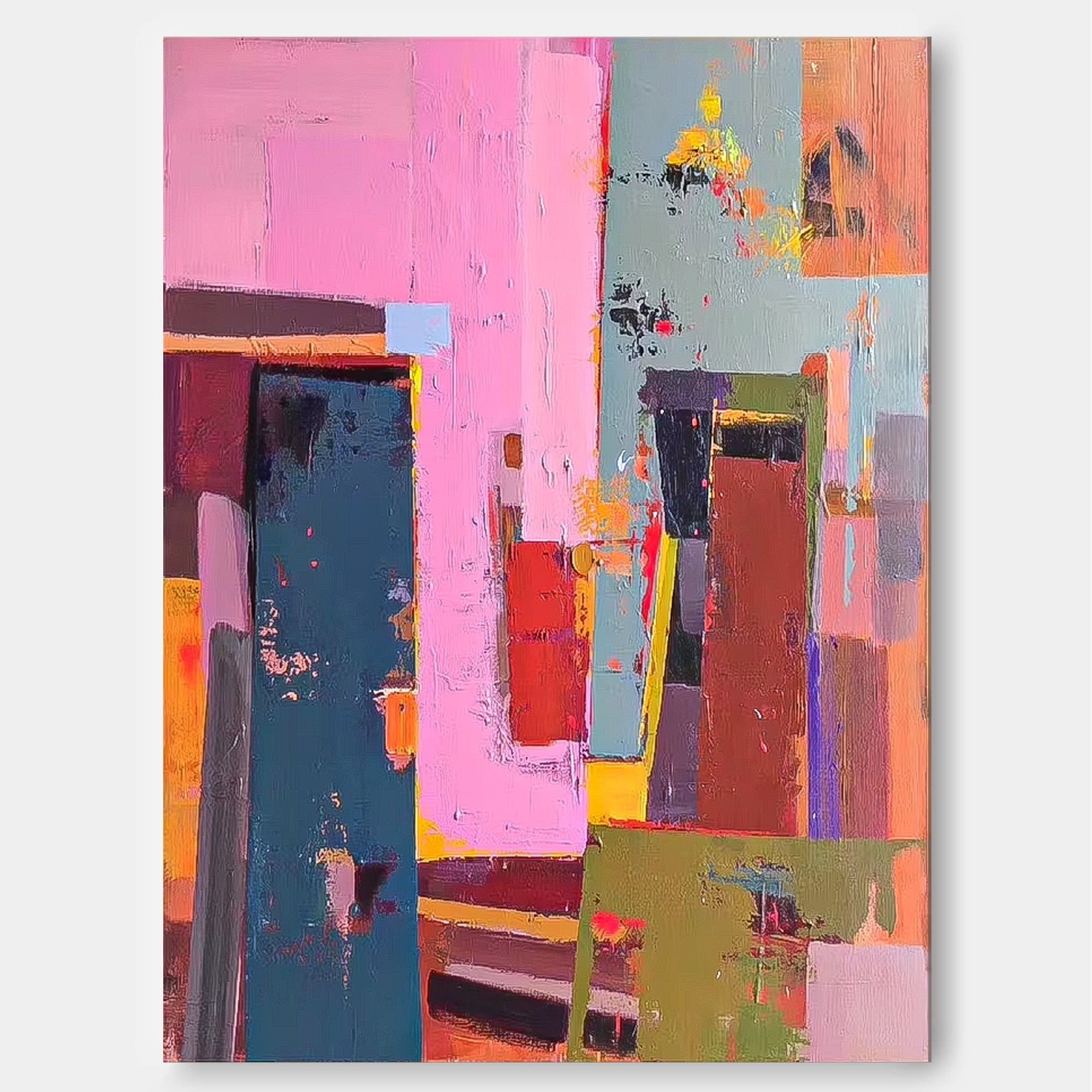 Bold Abstract Color Block Canvas Art