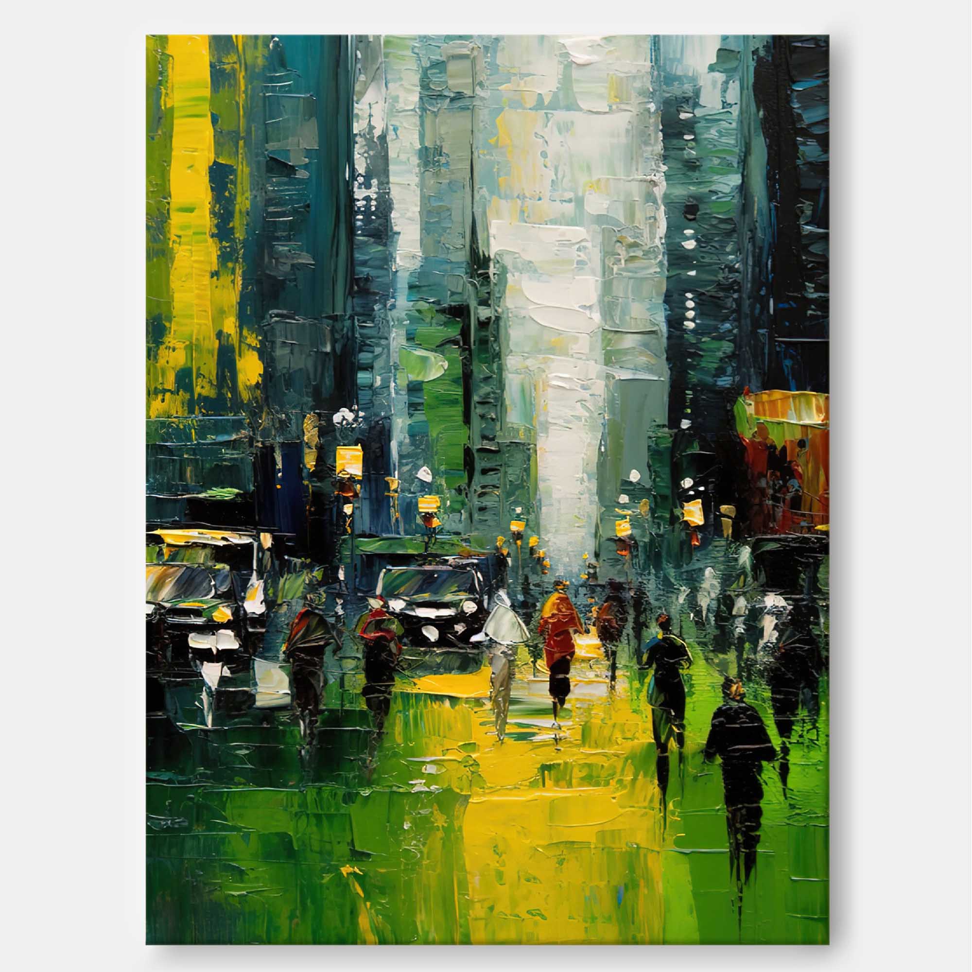 Urban Evening Walk Oil Painting