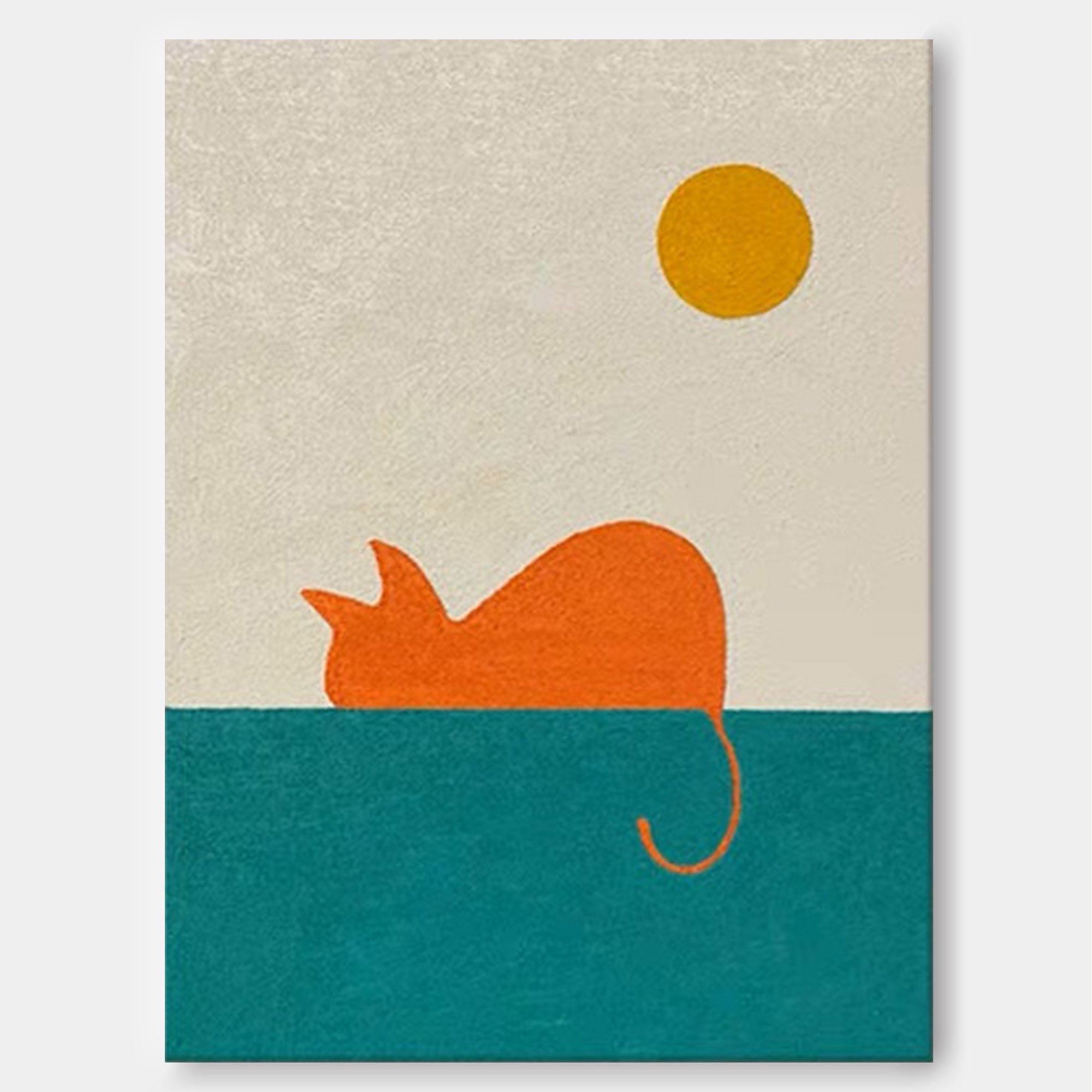 Minimalist Orange Cat in Sun Canvas Art