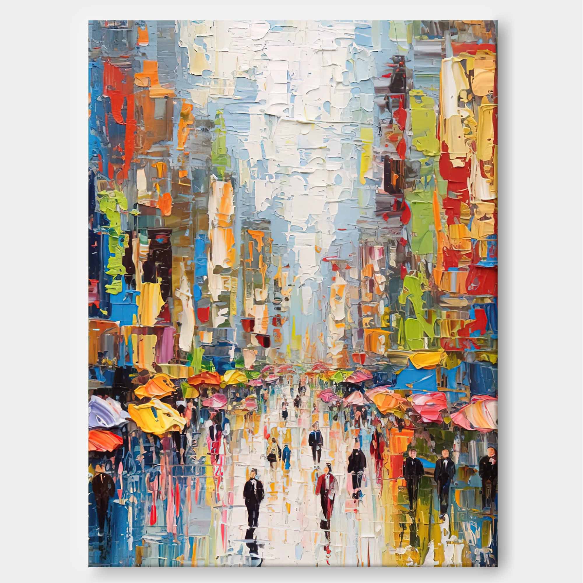 Colorful Urban Street Life Oil Painting