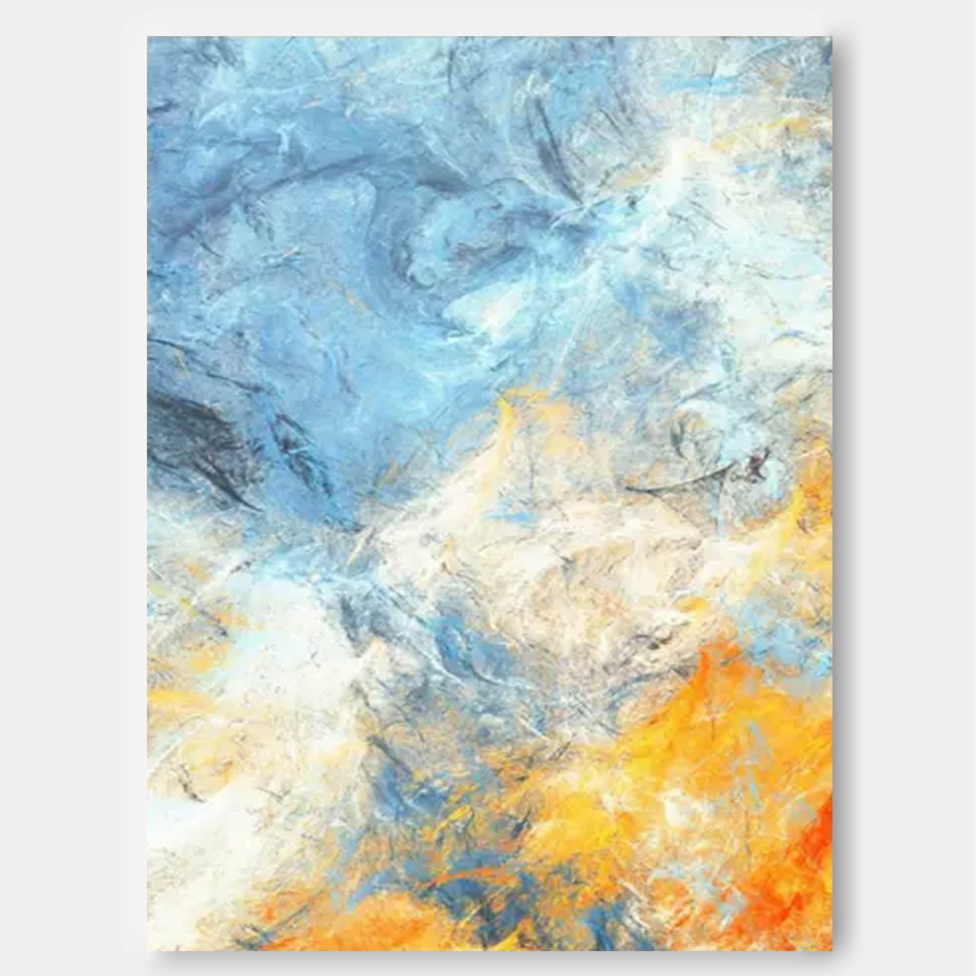 Blue and Orange Abstract Canvas Art