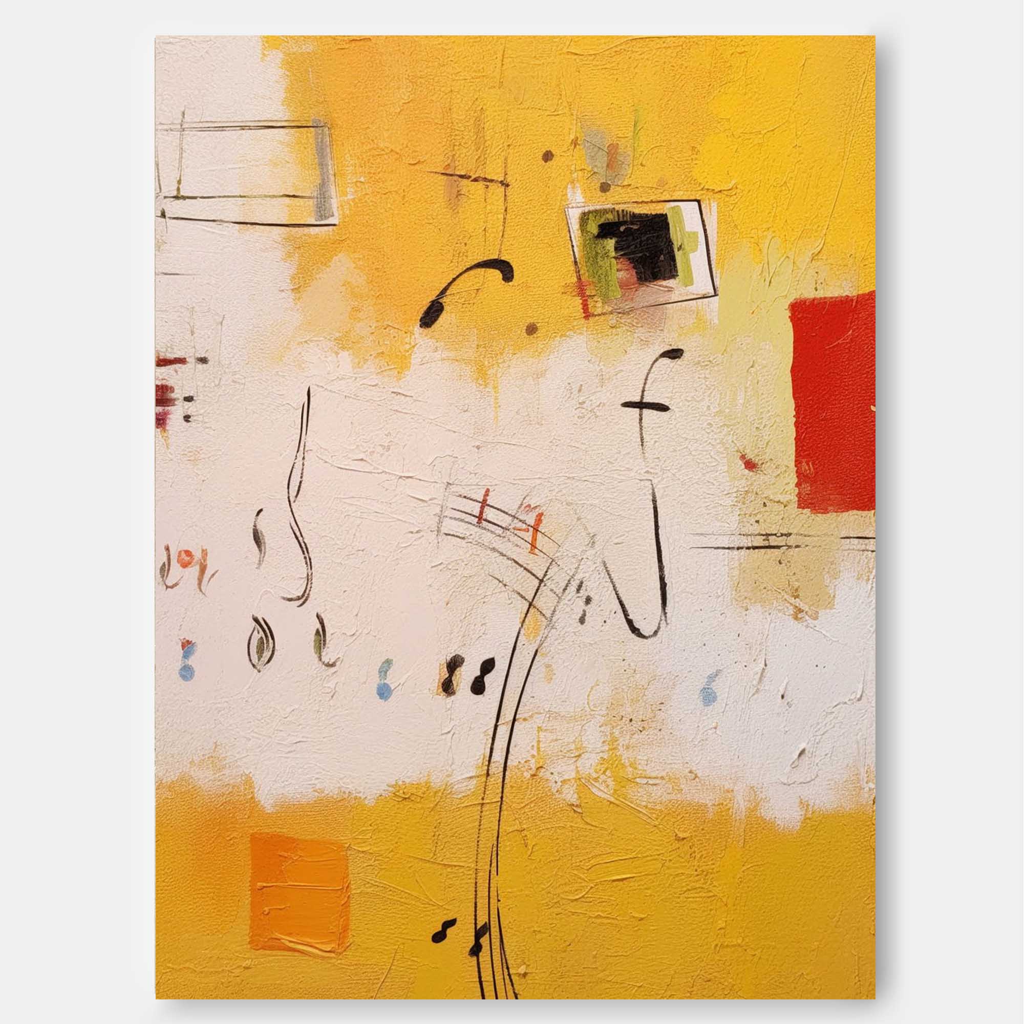 Abstract Musical Notes Canvas Art in Warm Tones