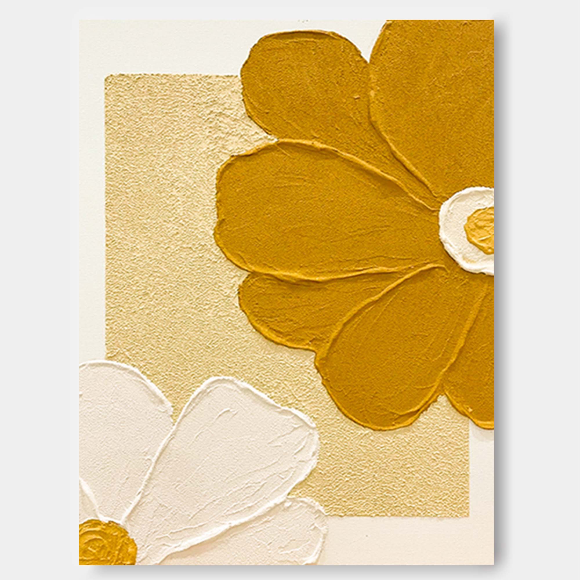 Golden and White Floral Relief Art