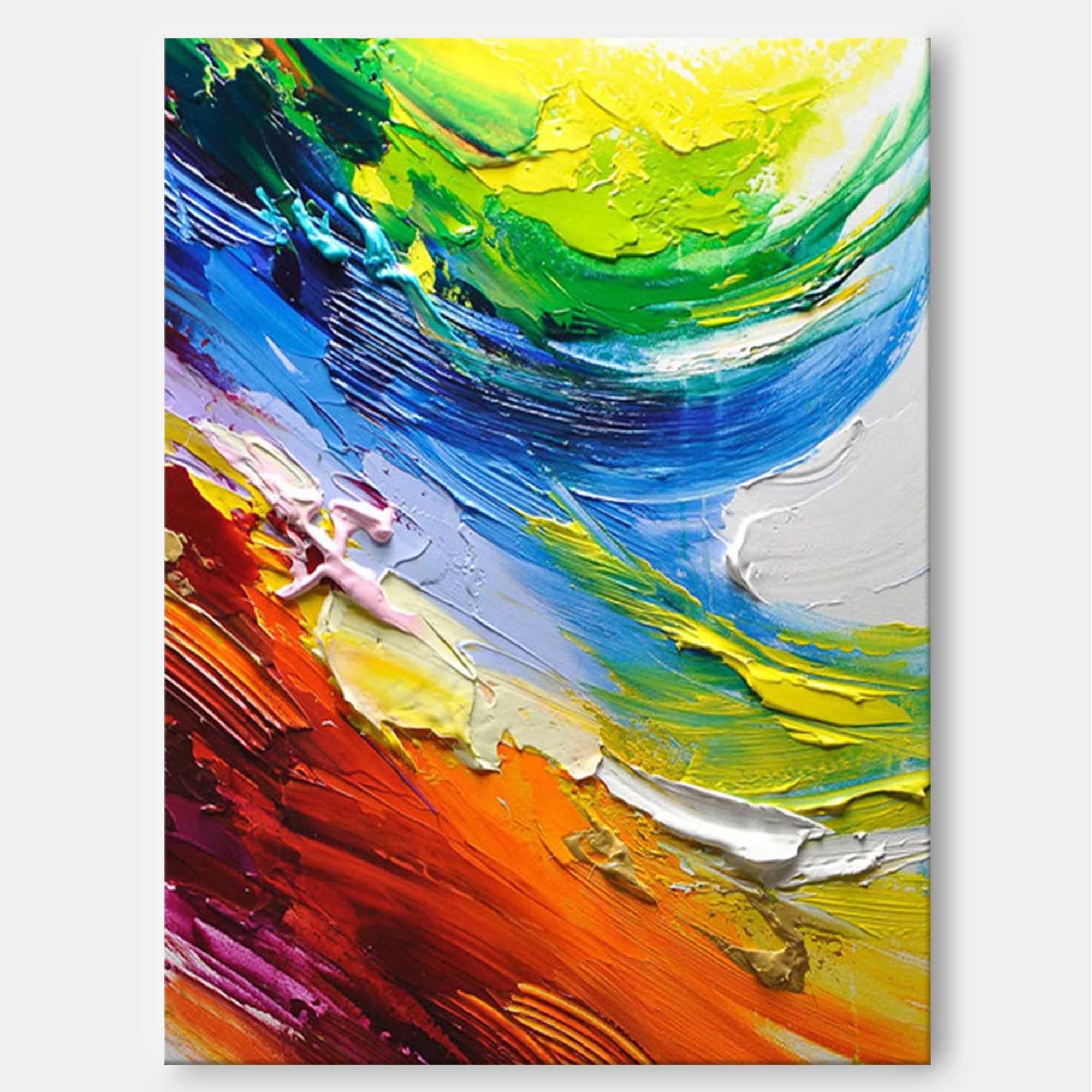 Dynamic Waves of Color Abstract Palette Knife Art