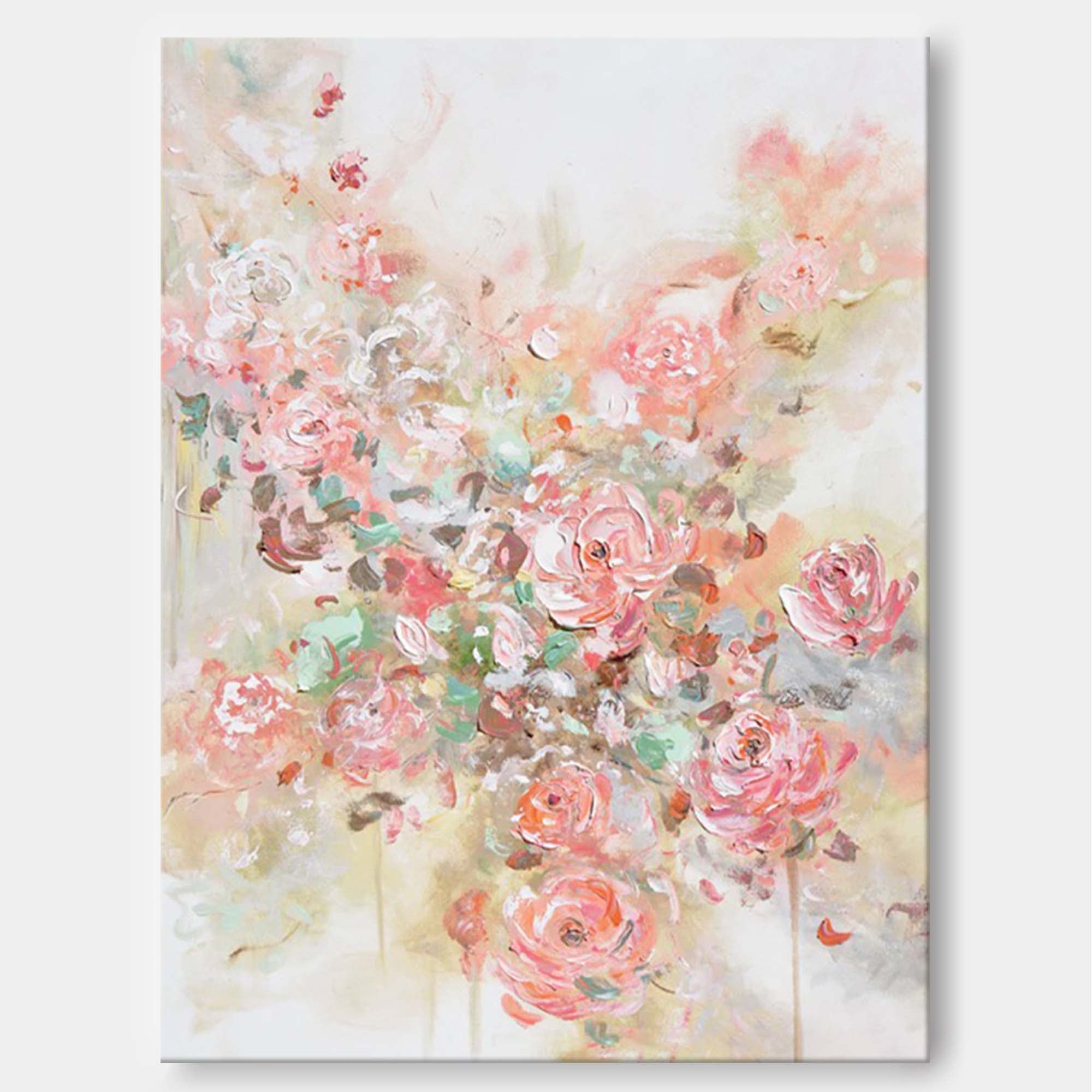 Elegant Blush Floral Abstract Canvas Art