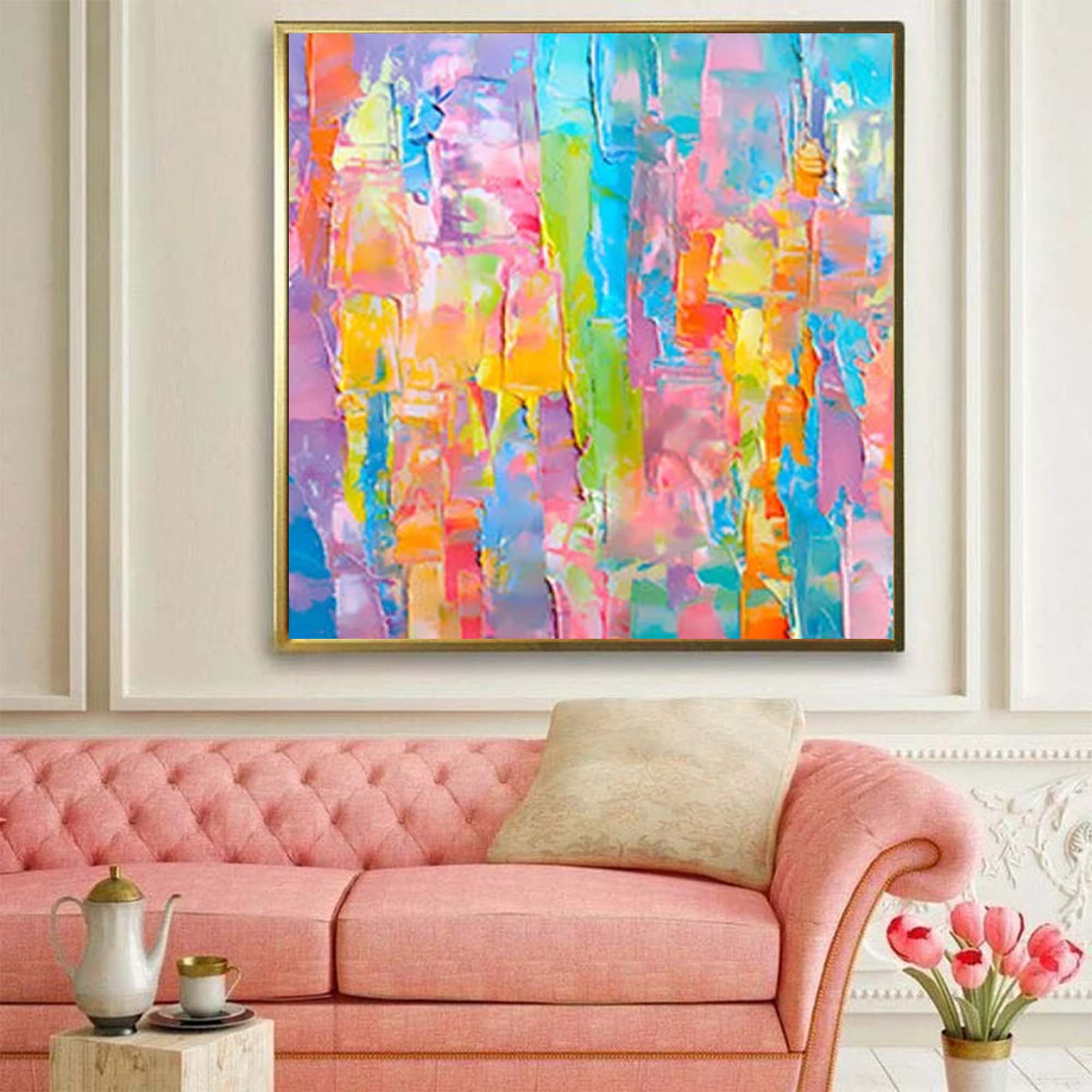 Vibrant Pastel Abstract Palette Knife Art