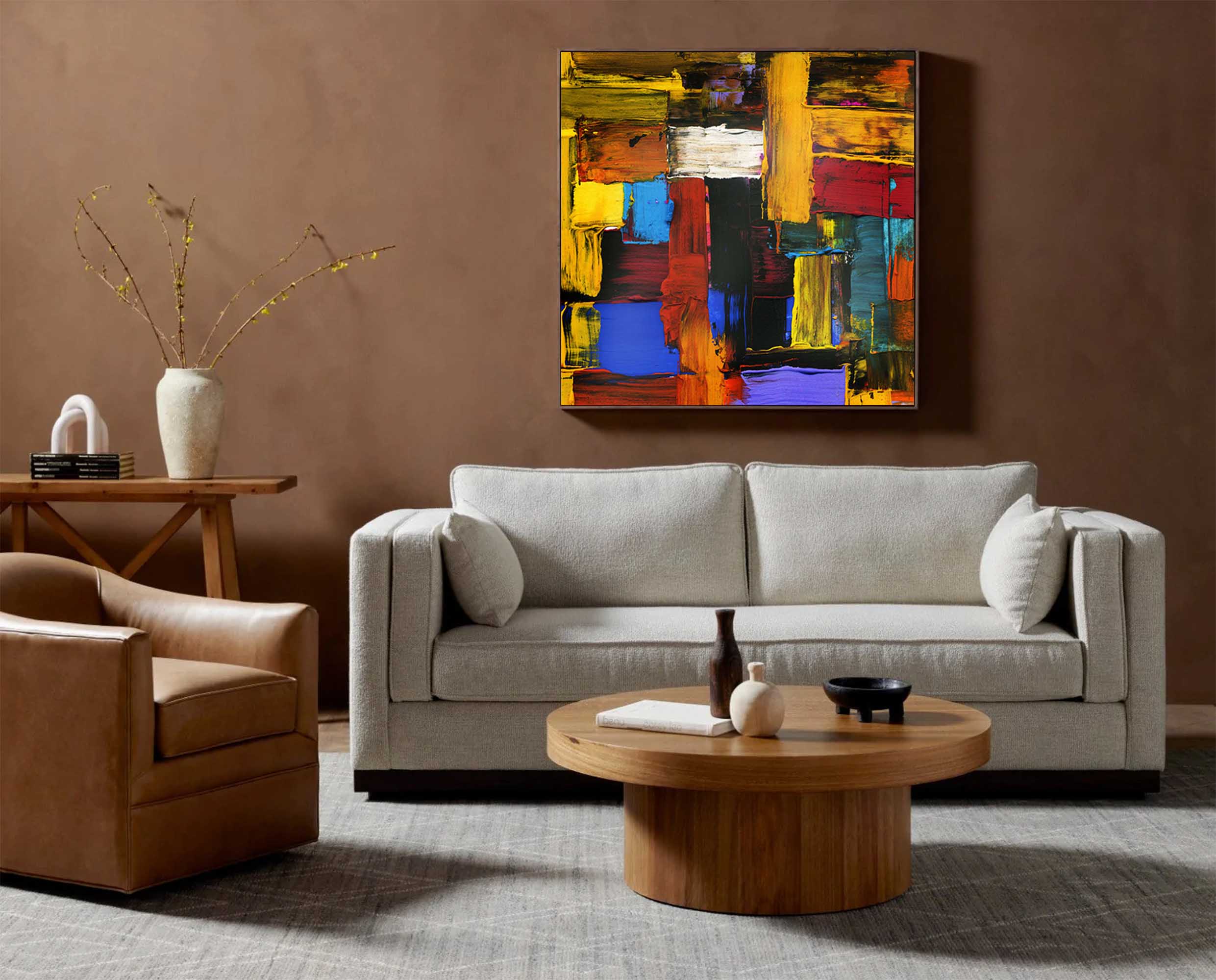 Bold Color Block Abstract Canvas Art