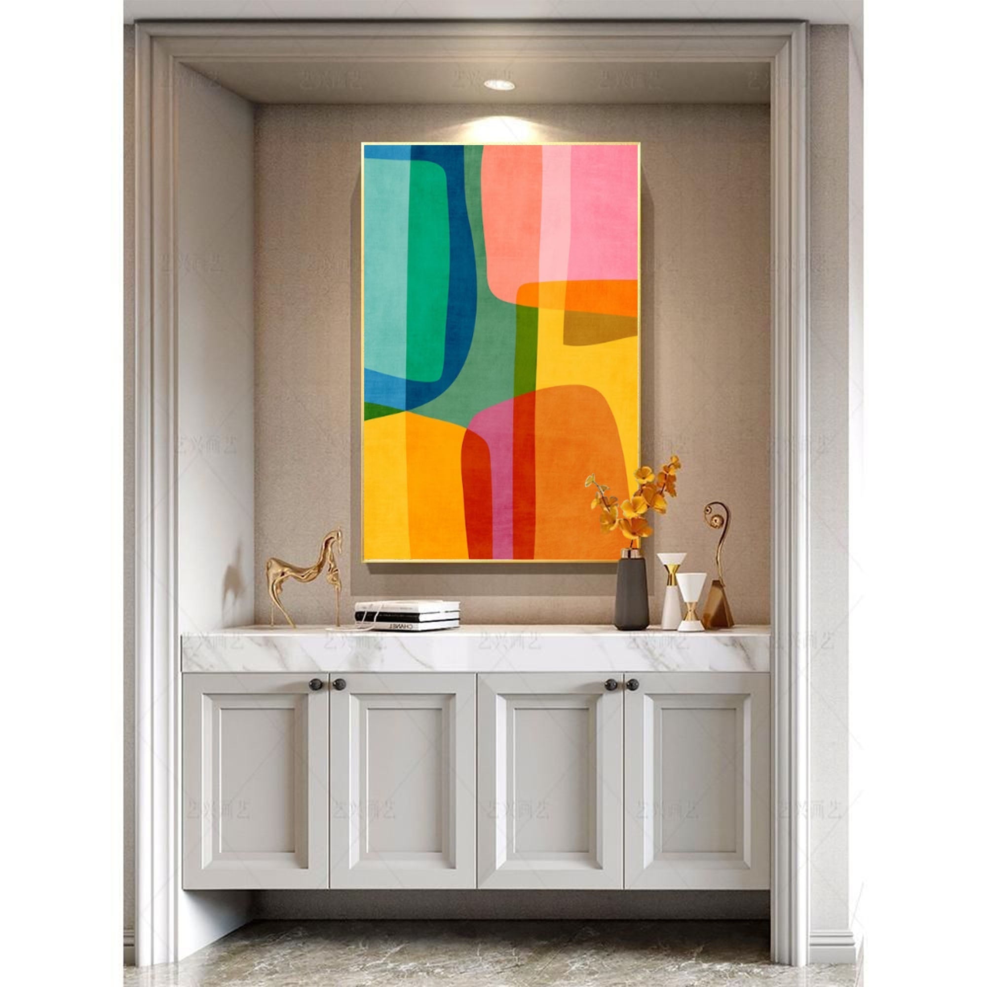 Vibrant Multicolor Geometric Abstract Canvas Art