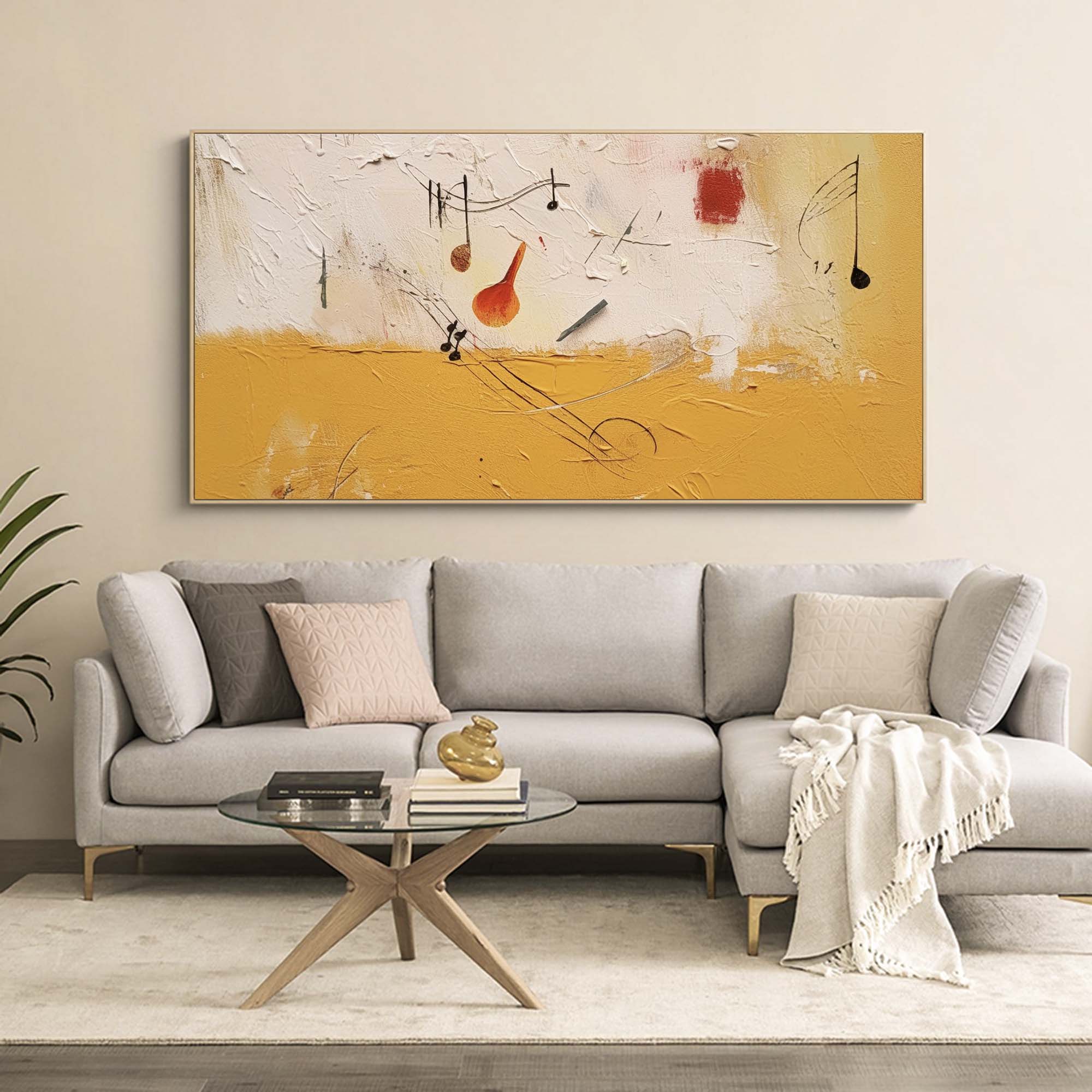 Abstract Musical Composition in Horizontal Canvas â€?Golden Symphony