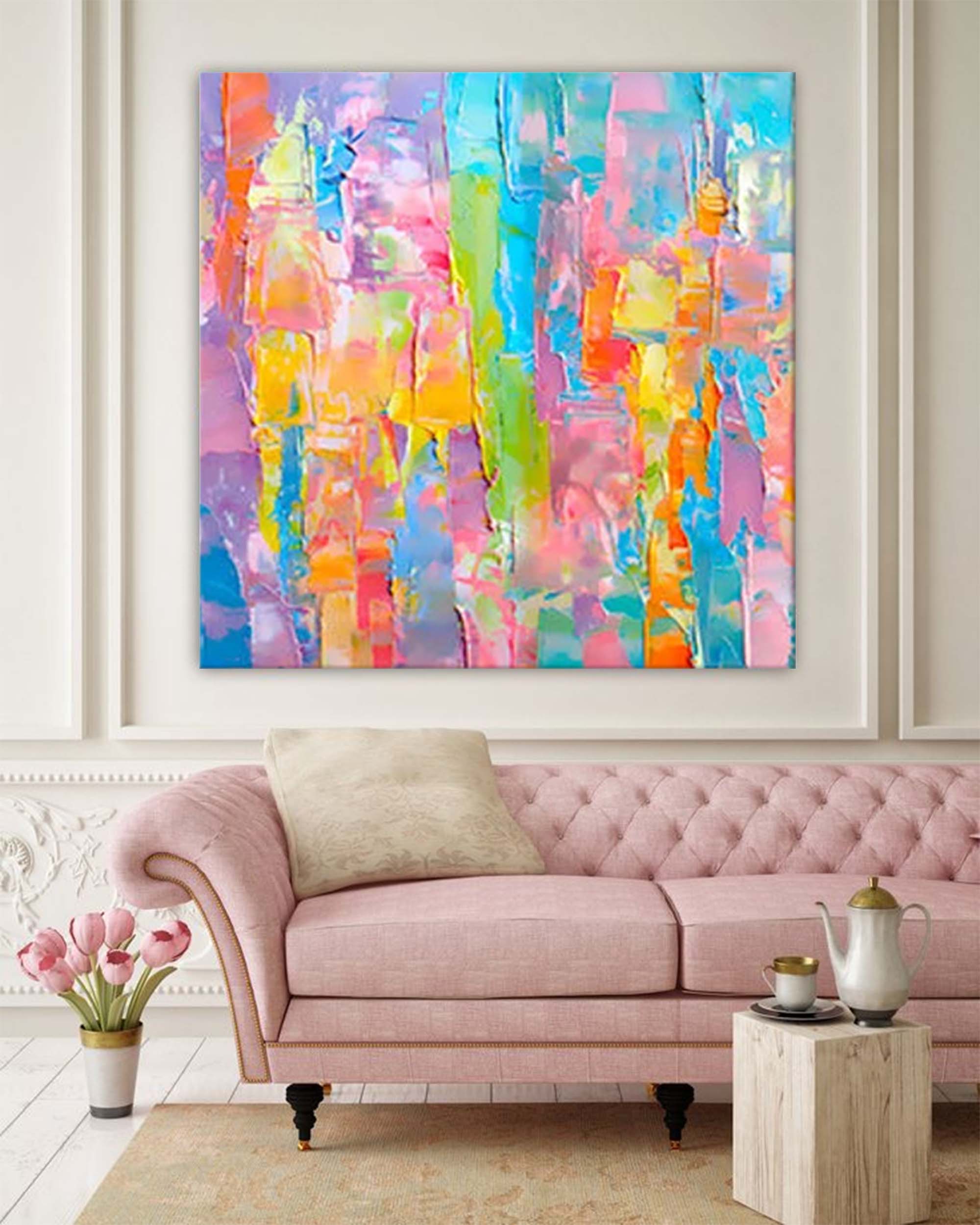 Vibrant Pastel Abstract Palette Knife Art