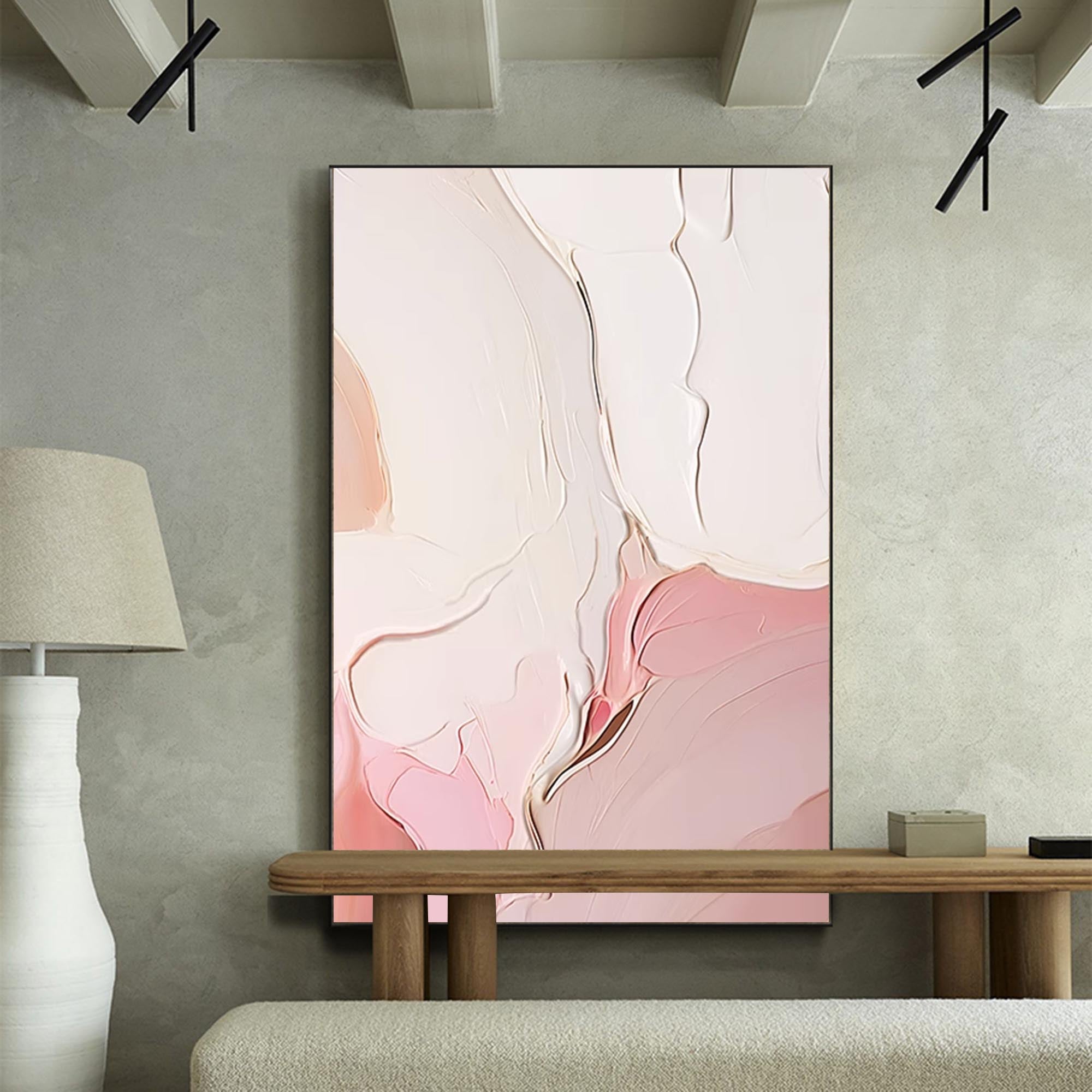 Soft Blush Textured Minimalist Art