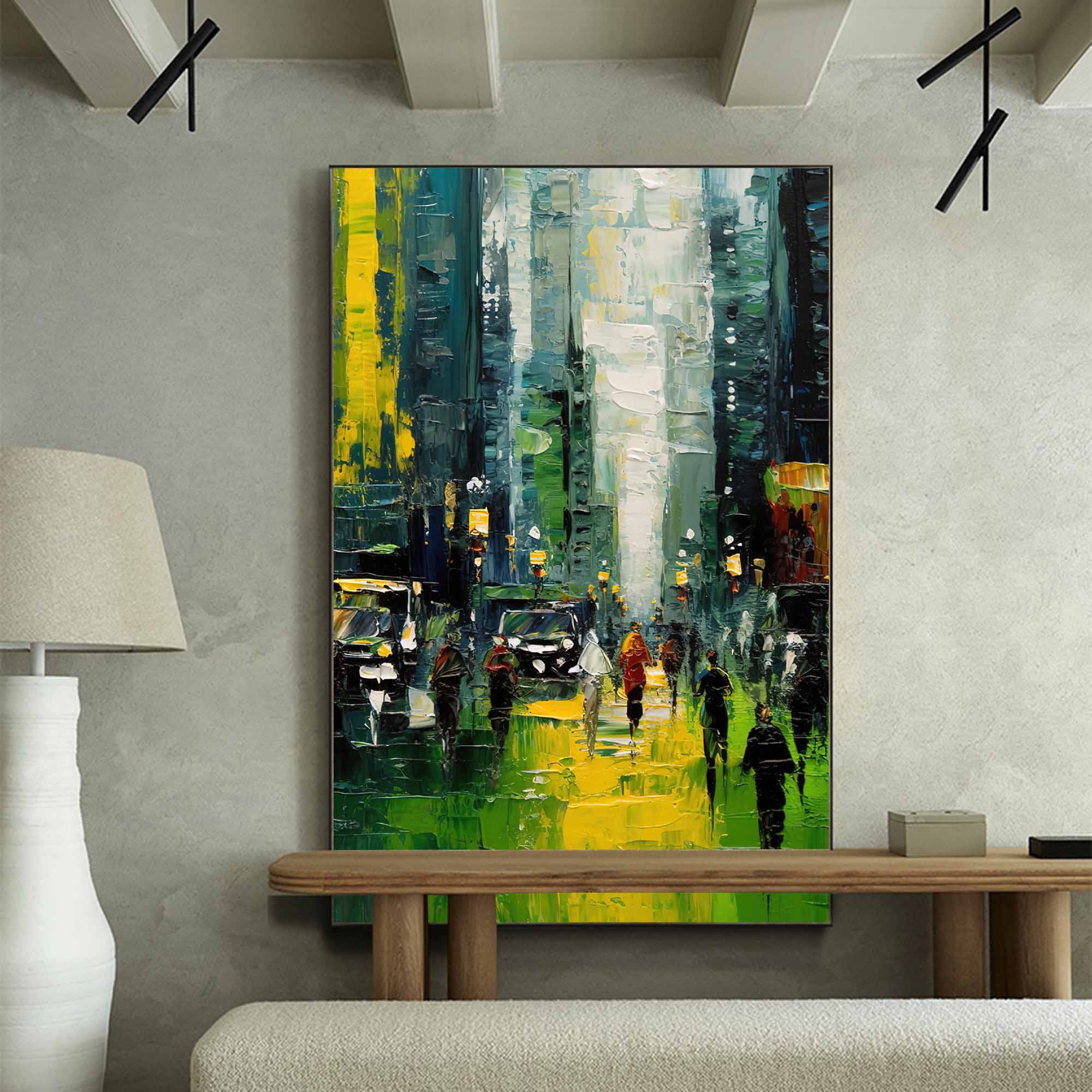 Urban Evening Walk Oil Painting