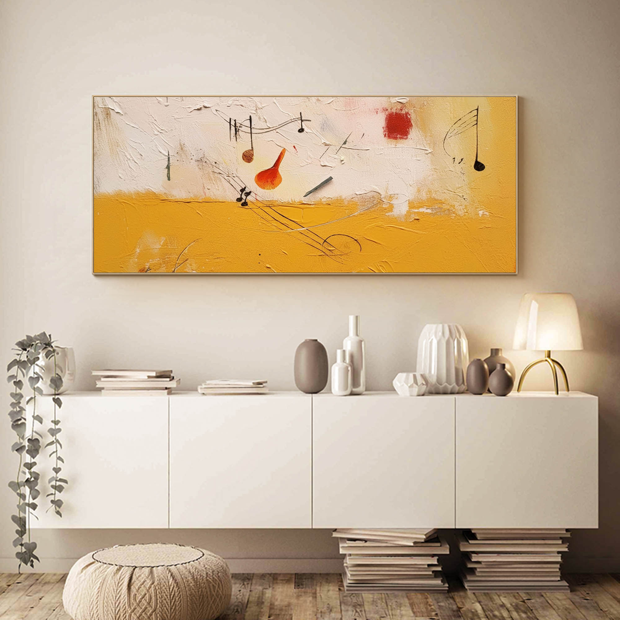 Abstract Musical Composition in Horizontal Canvas â€?Golden Symphony