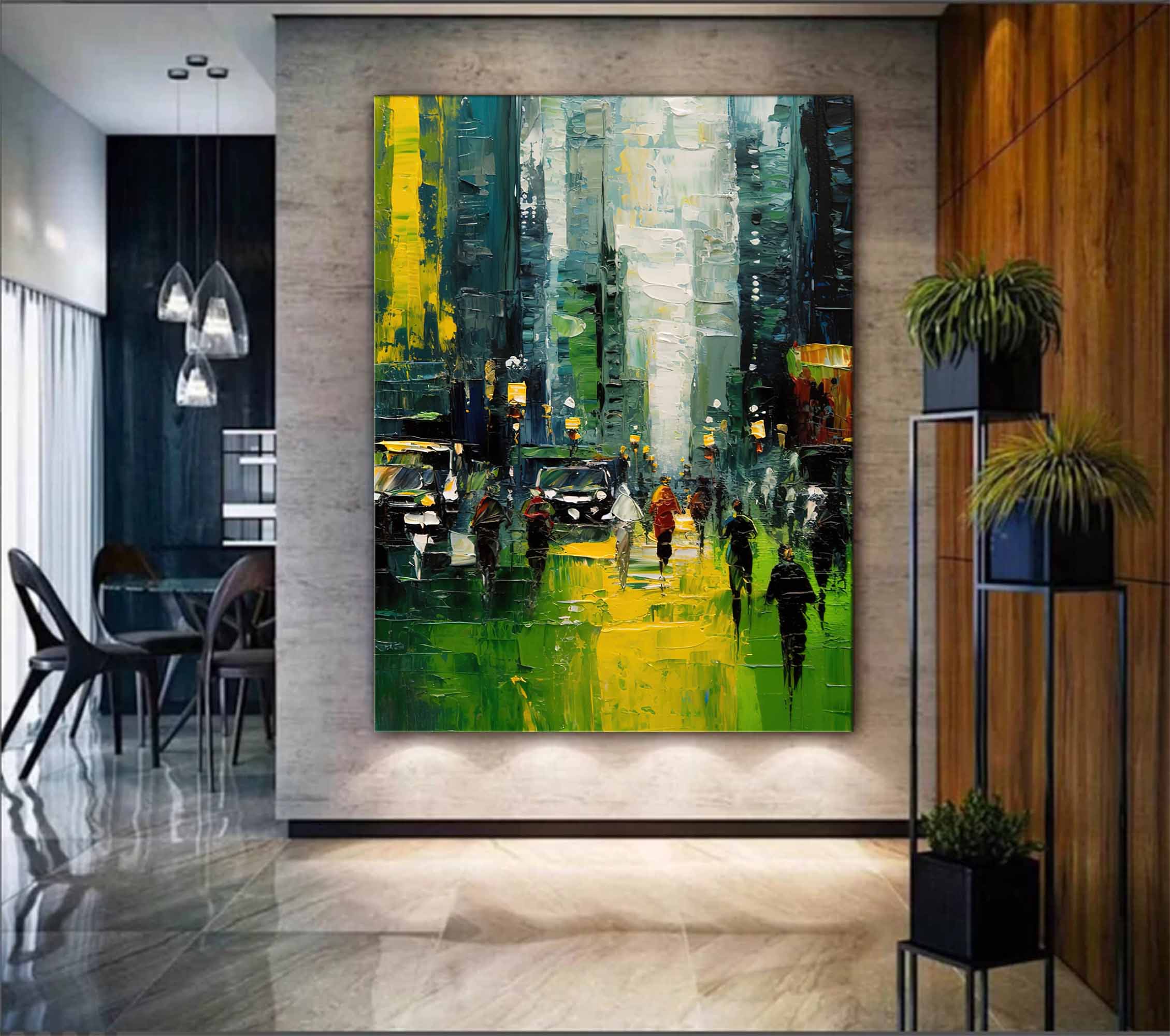 Urban Evening Walk Oil Painting