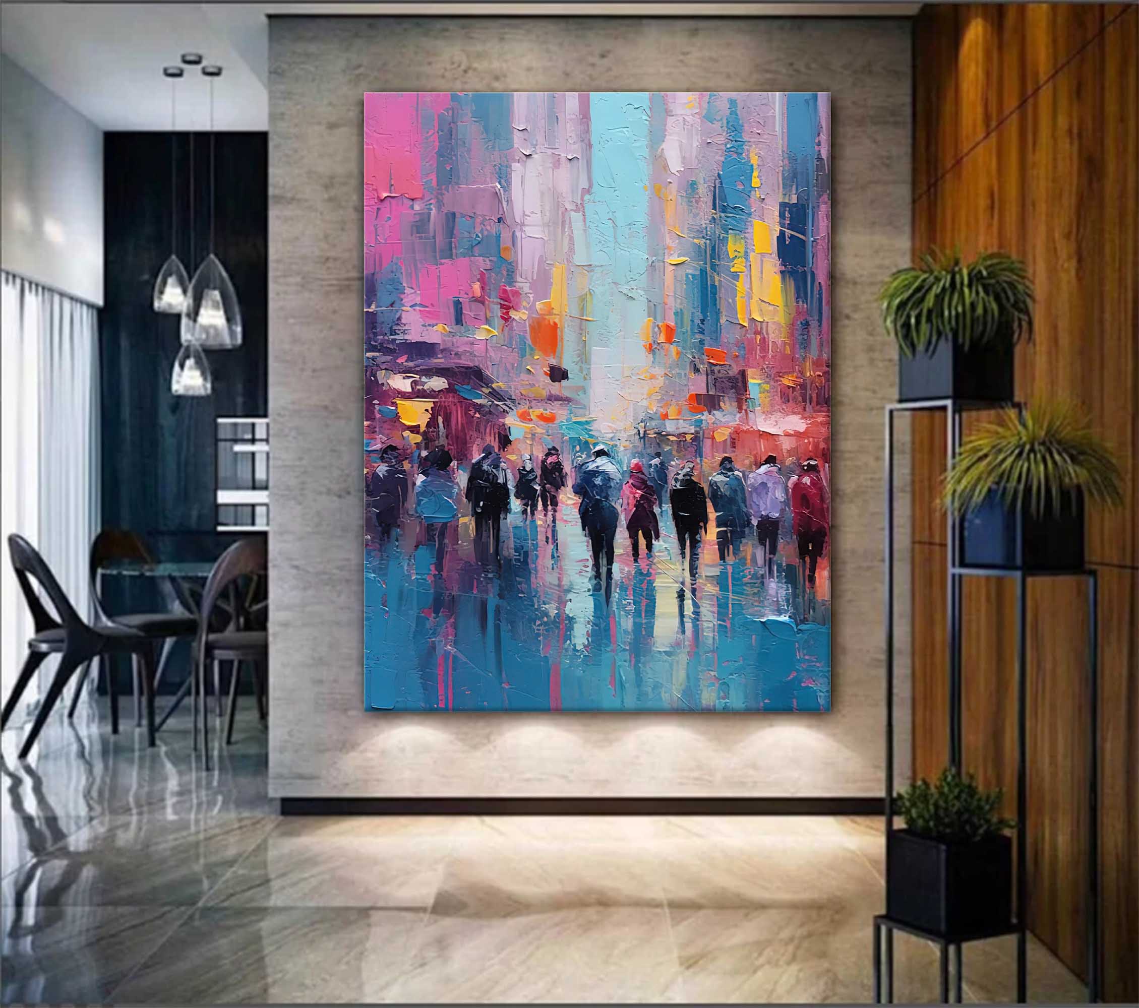 Evening Stroll Abstract Oil Painting