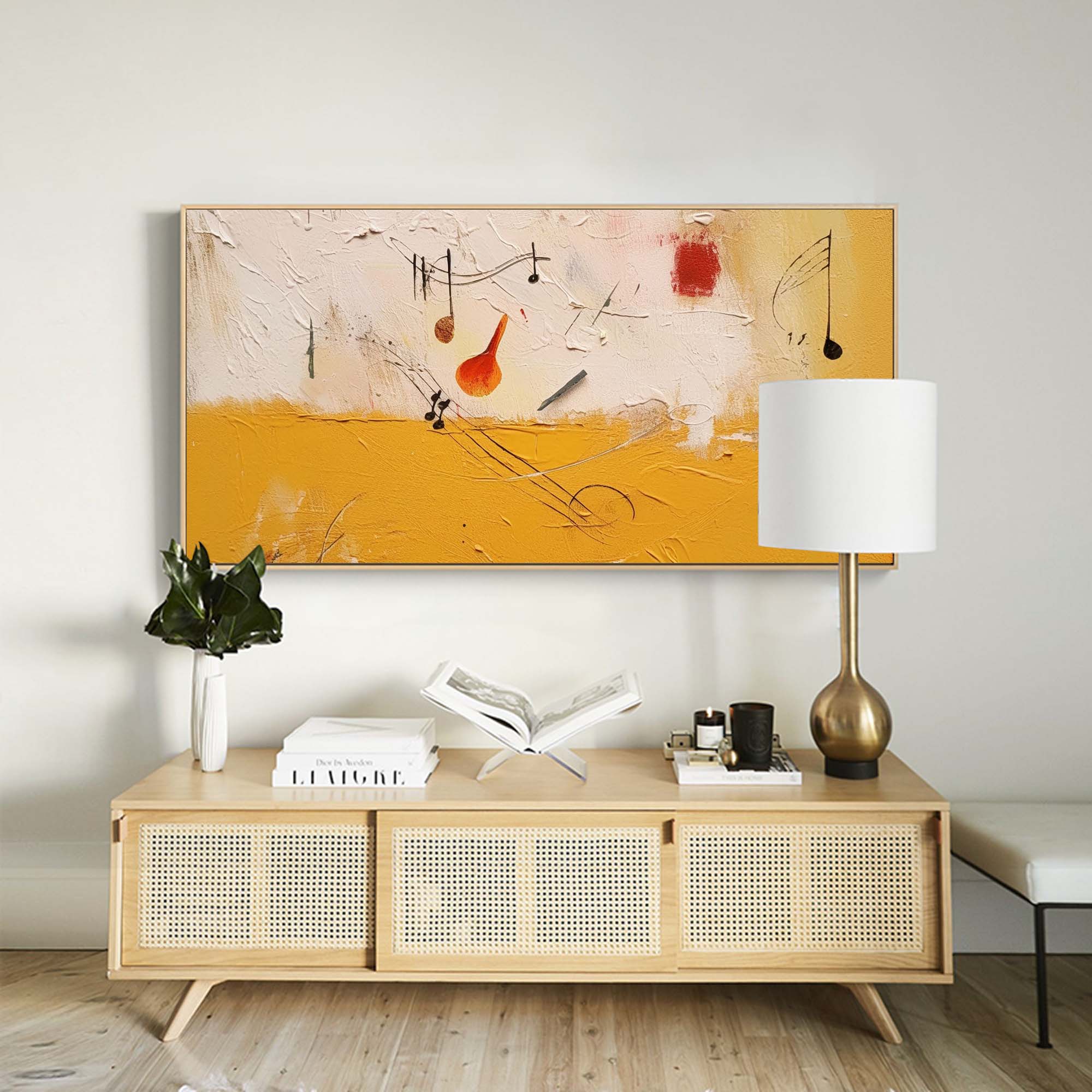 Abstract Musical Composition in Horizontal Canvas â€?Golden Symphony