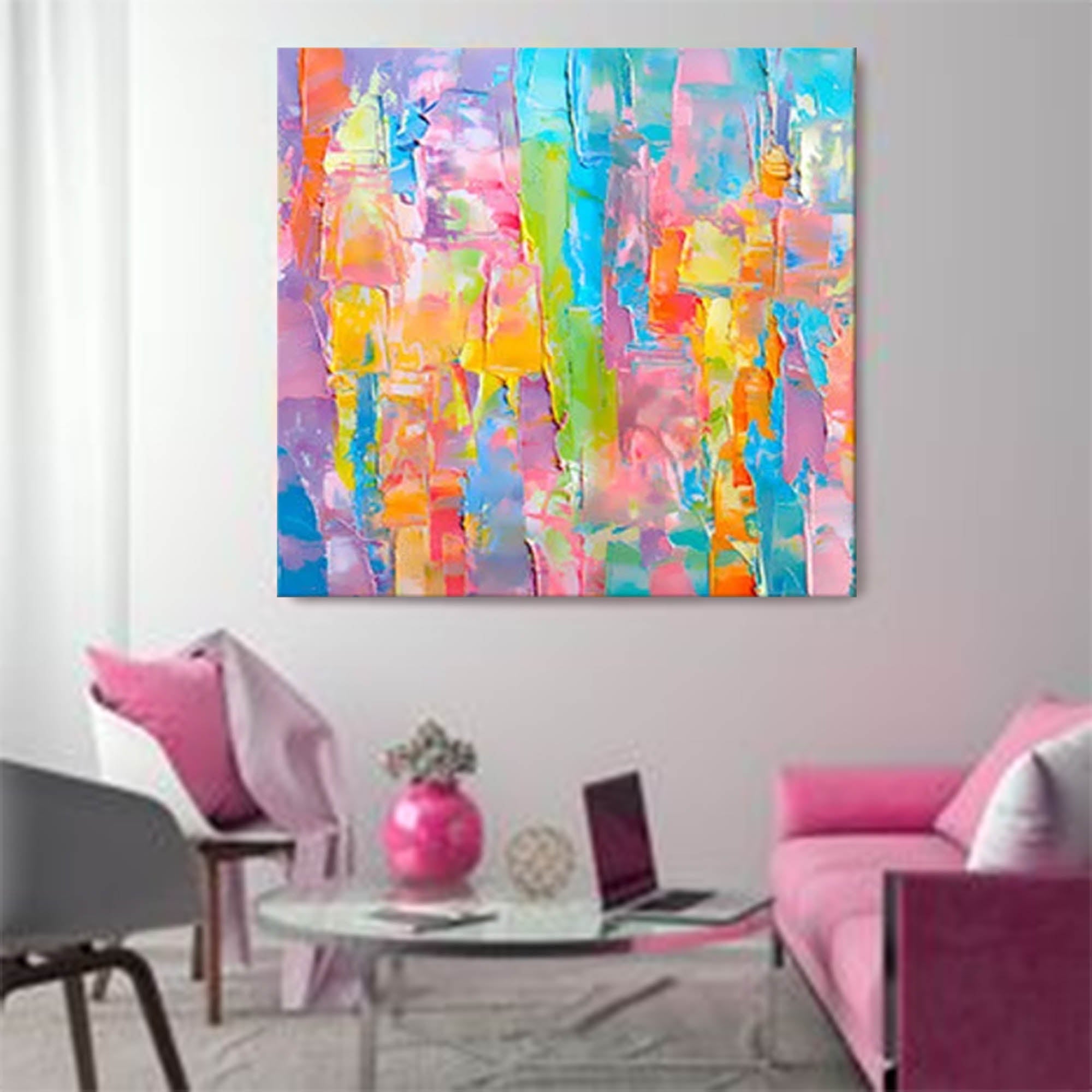 Vibrant Pastel Abstract Palette Knife Art