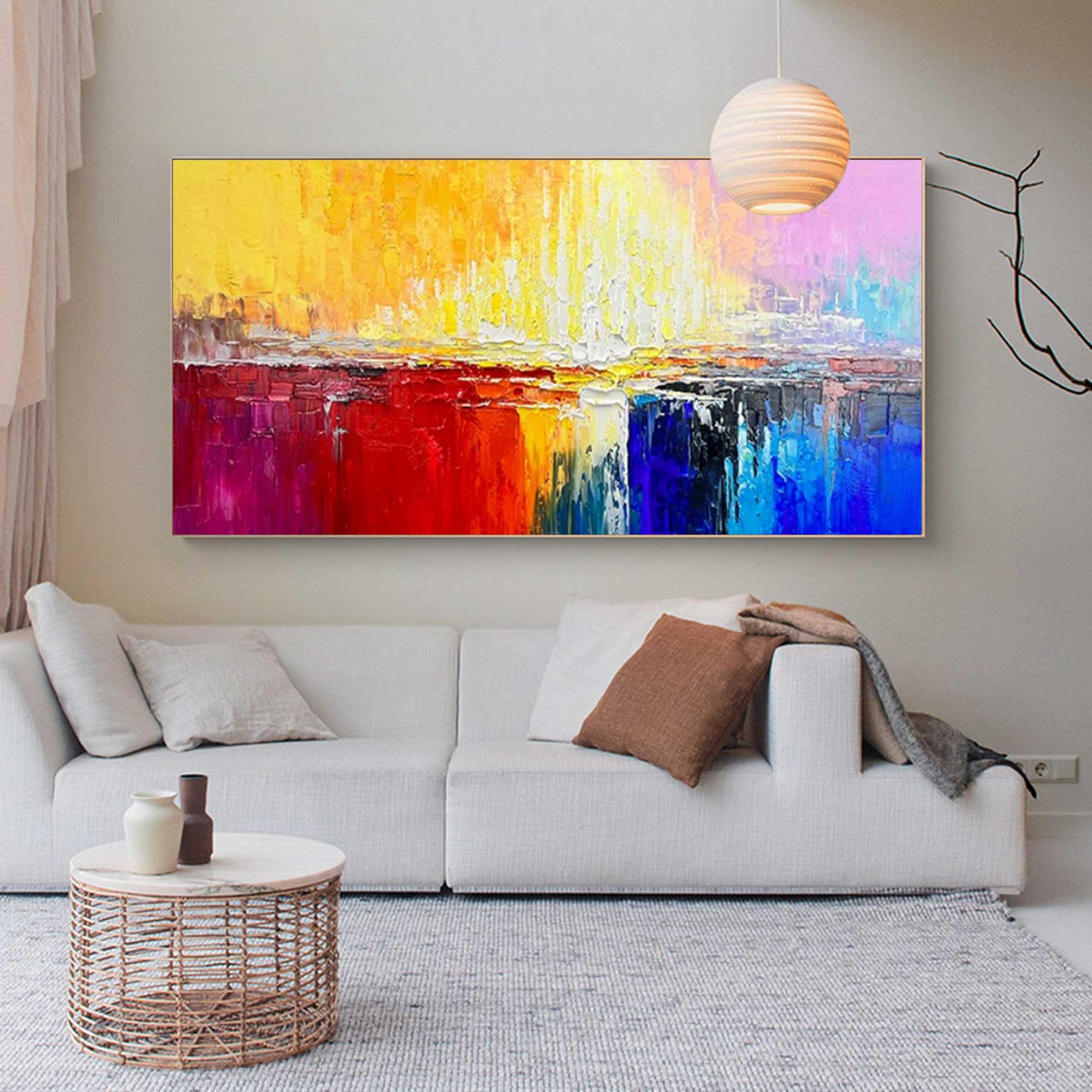 Vibrant Horizon Abstract Palette Knife Canvas Art