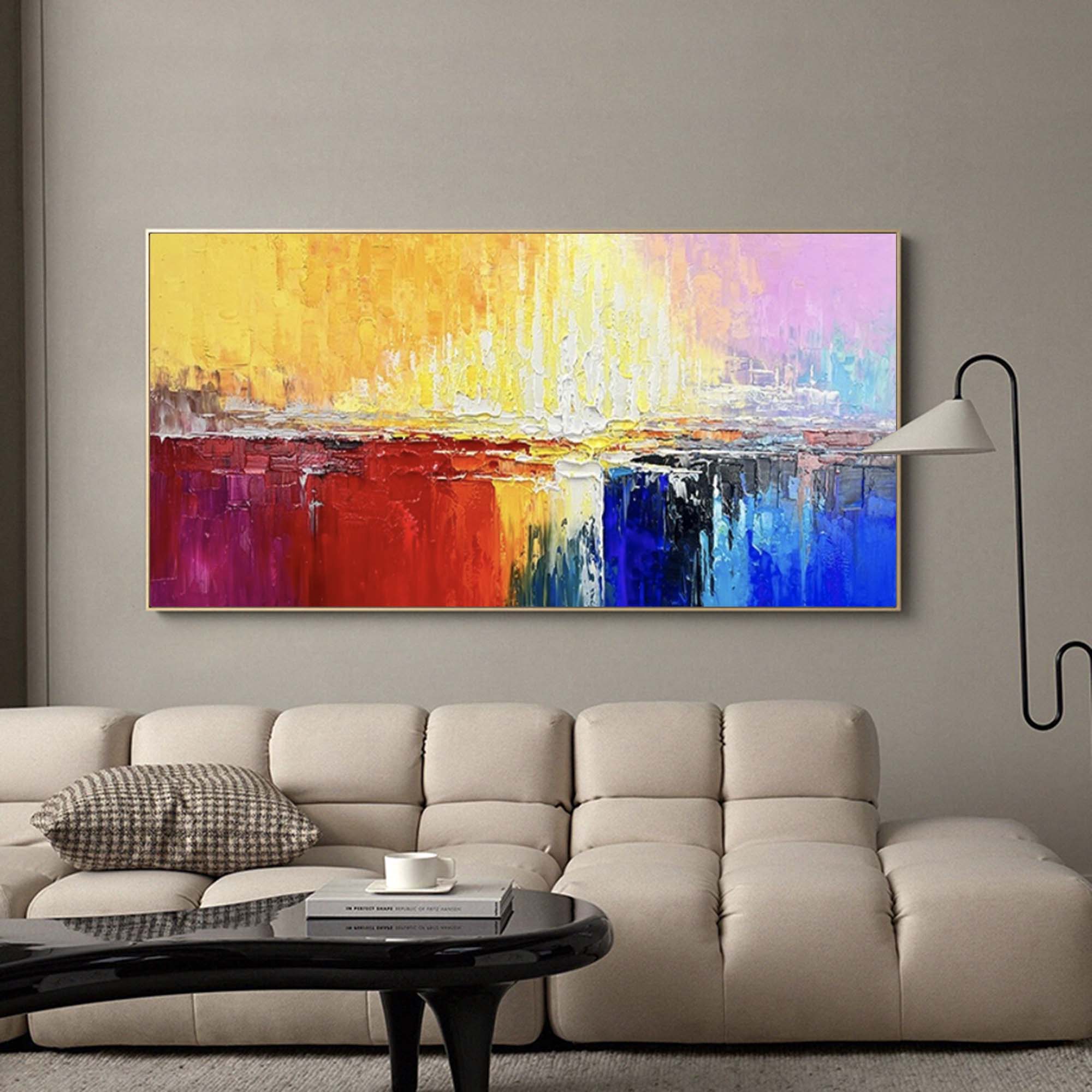 Vibrant Horizon Abstract Palette Knife Canvas Art