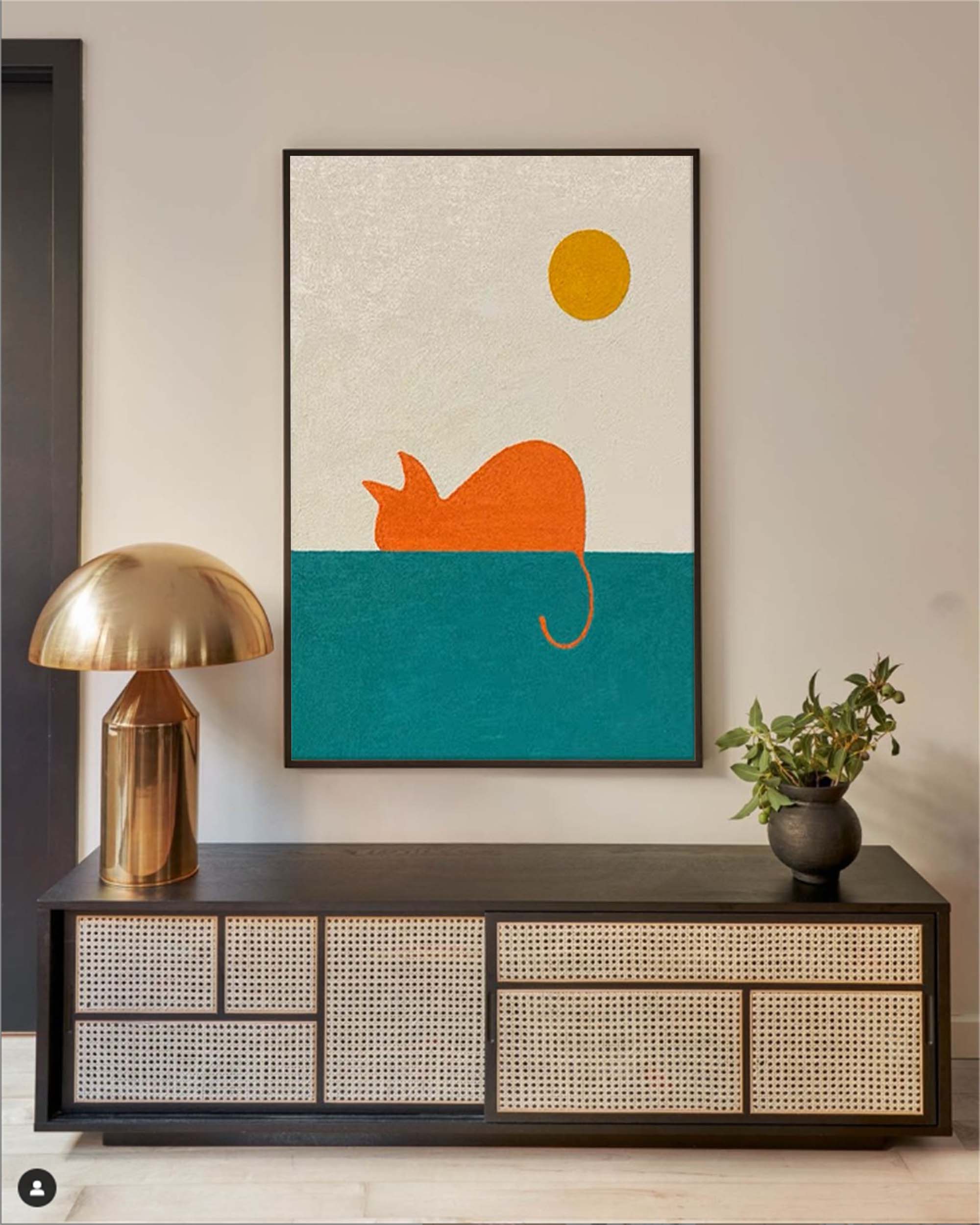 Minimalist Orange Cat in Sun Canvas Art