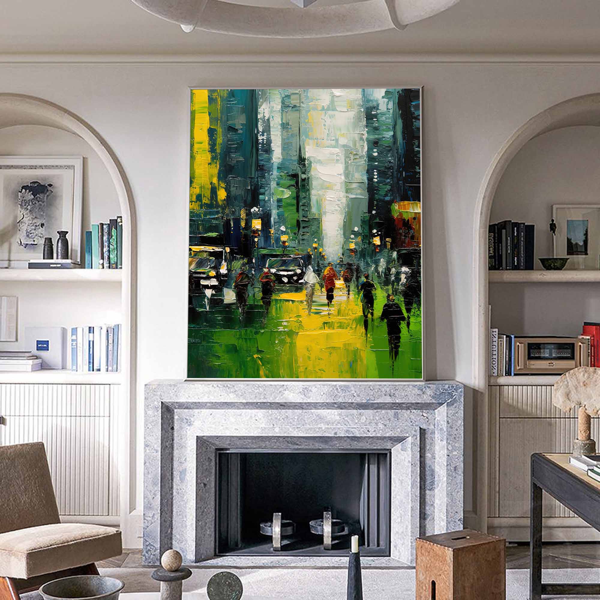 Urban Evening Walk Oil Painting