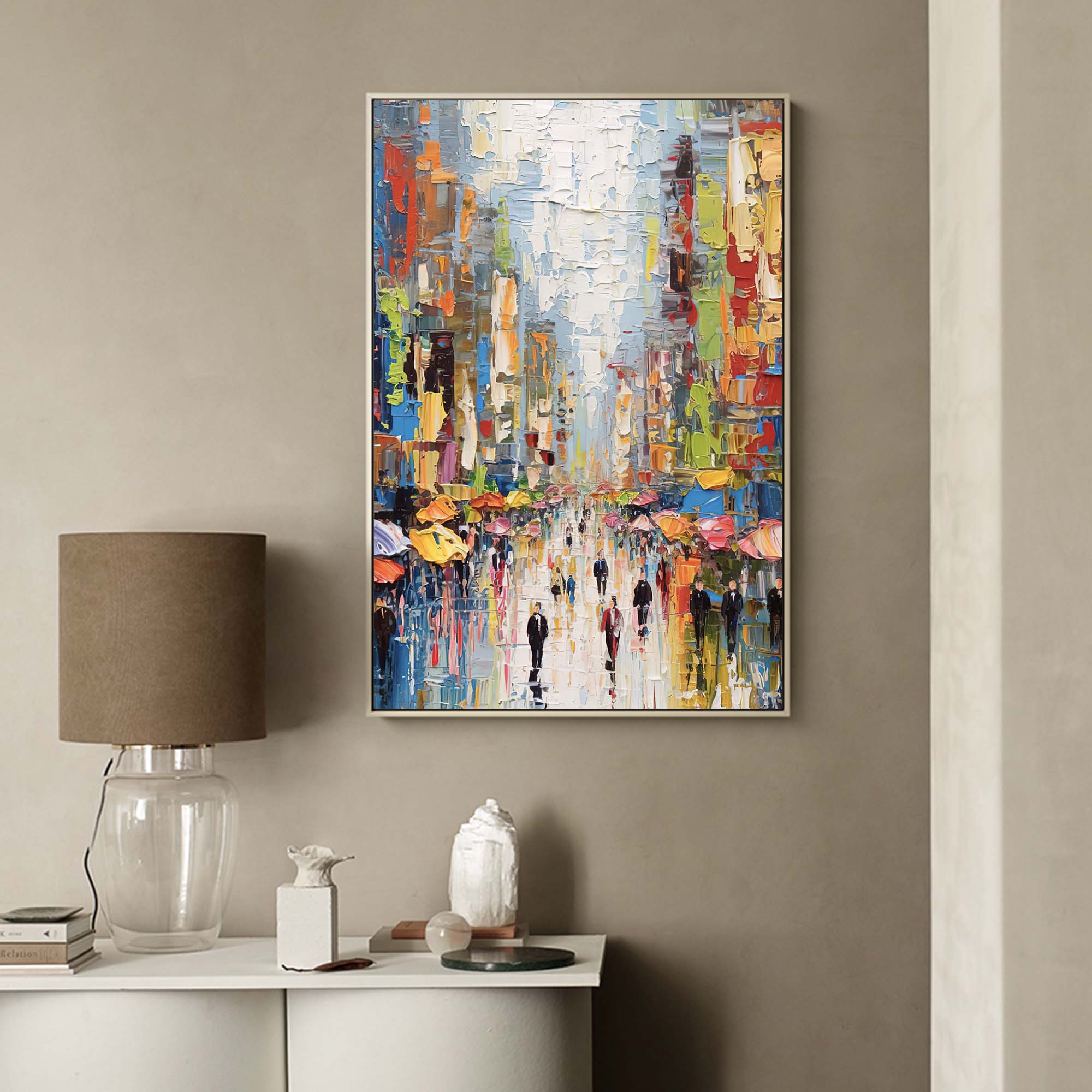 Colorful Urban Street Life Oil Painting