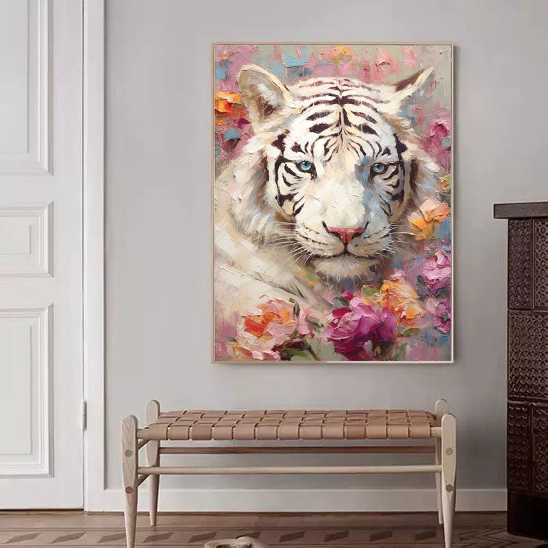 Majestic Beauty: White Tiger in Bloom