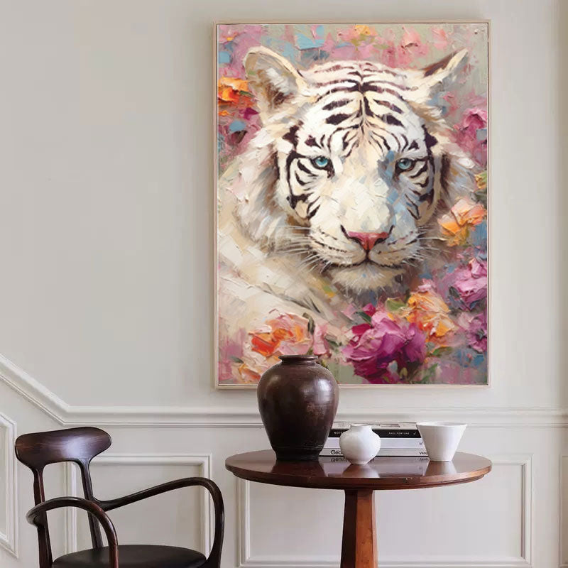 Majestic Beauty: White Tiger in Bloom