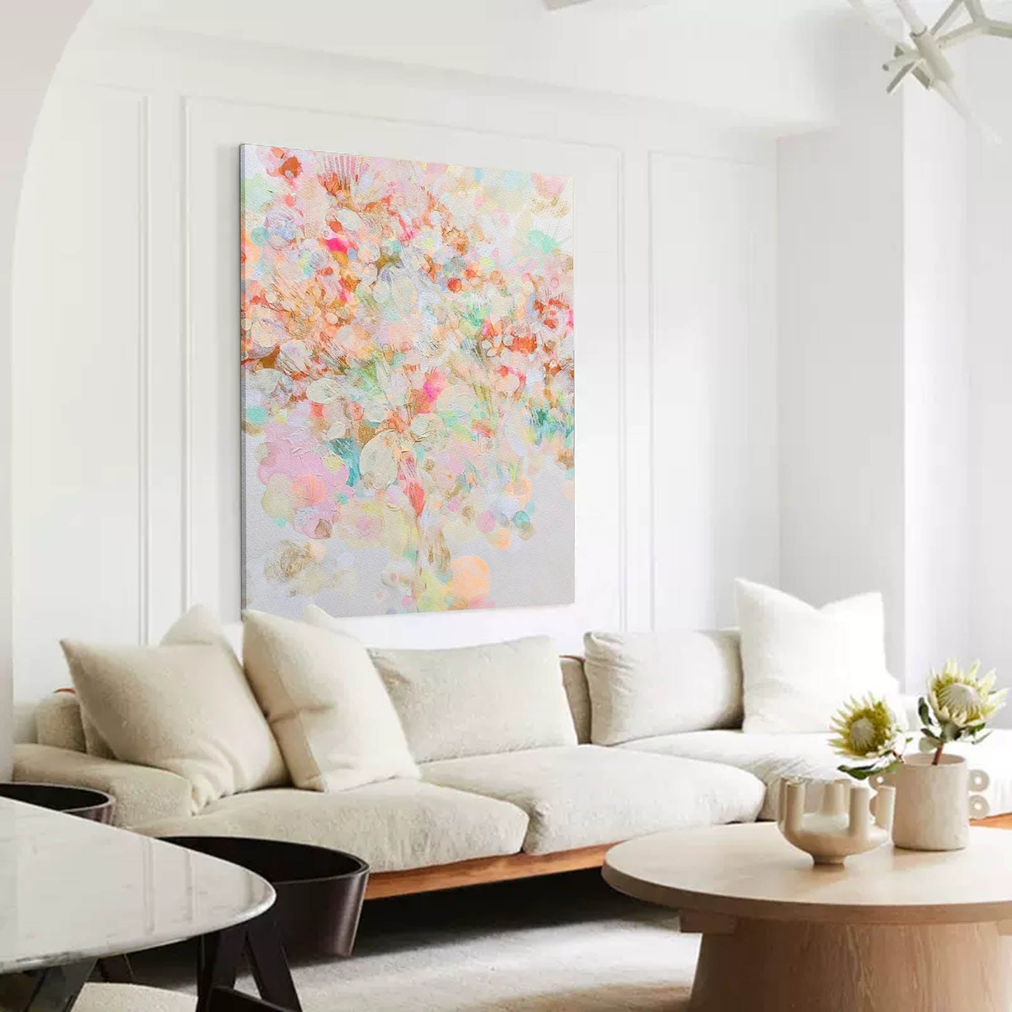 Whimsical Soft Pastel Abstract Floral Art